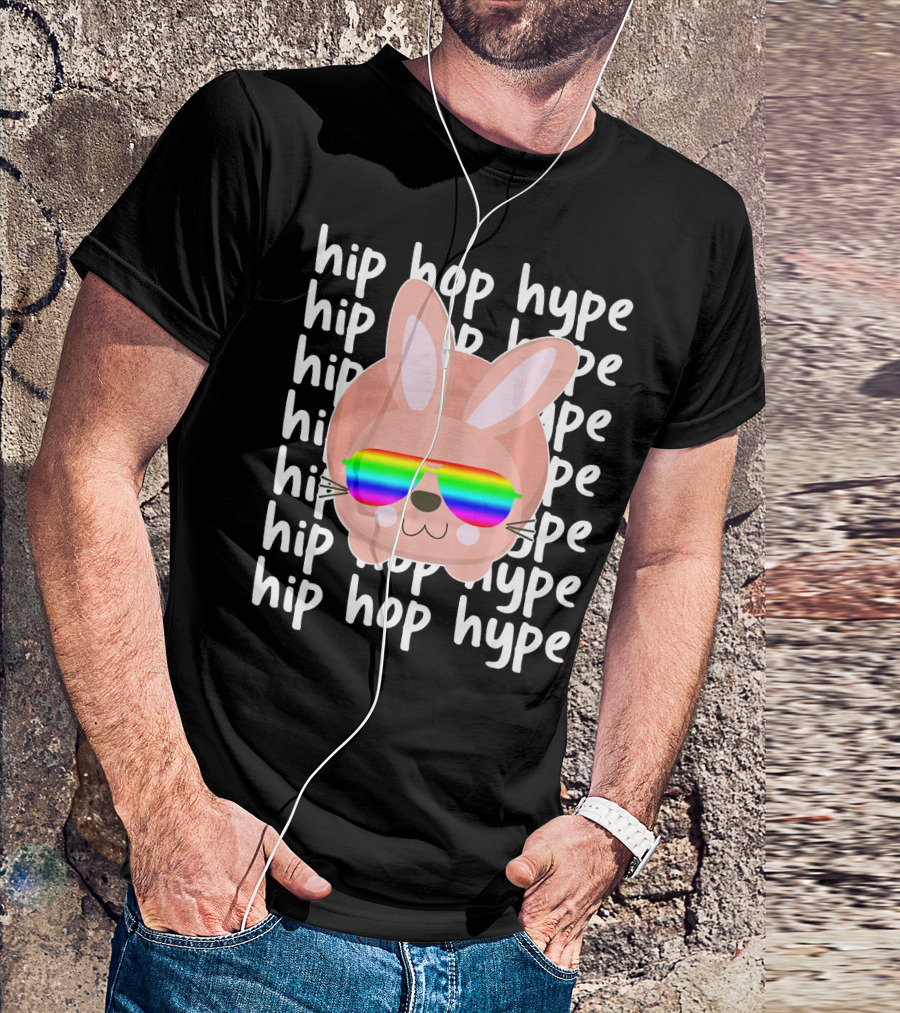 Hip Hop Hype Bunny Easter Rainbow Glasses T-Shirt