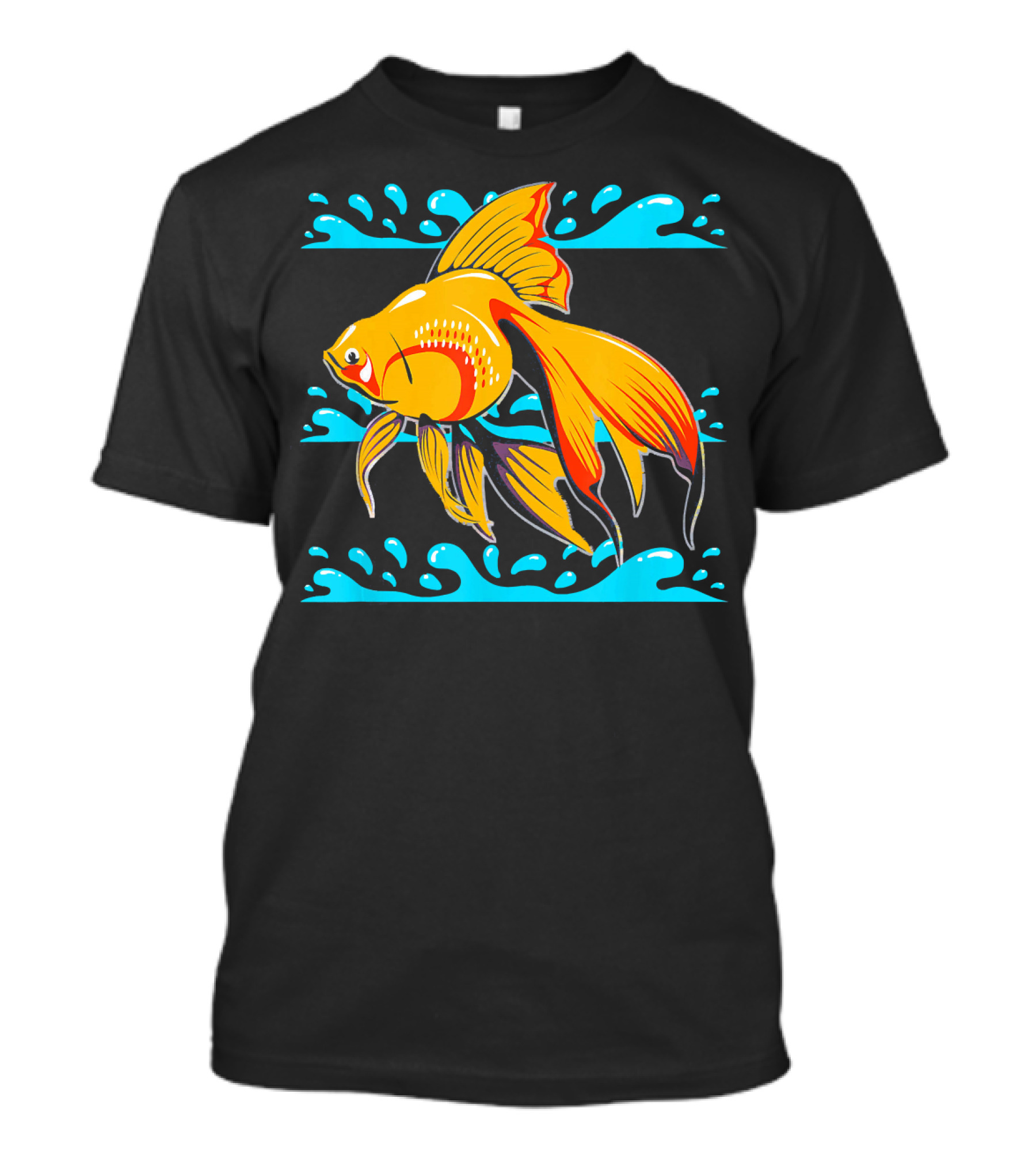 Goldfish In The Water Vibrant Colorful Fish With Splashing Waves T-Shirt