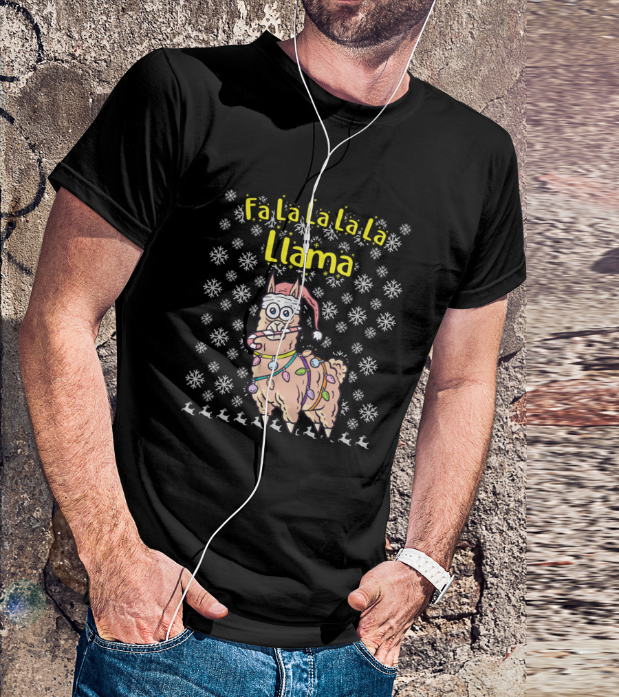 Fa La La Llama Fleece Navidad Feliz Llamadad T-Shirt