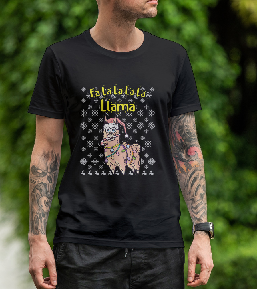 Fa La La Llama Fleece Navidad Feliz Llamadad T-Shirt