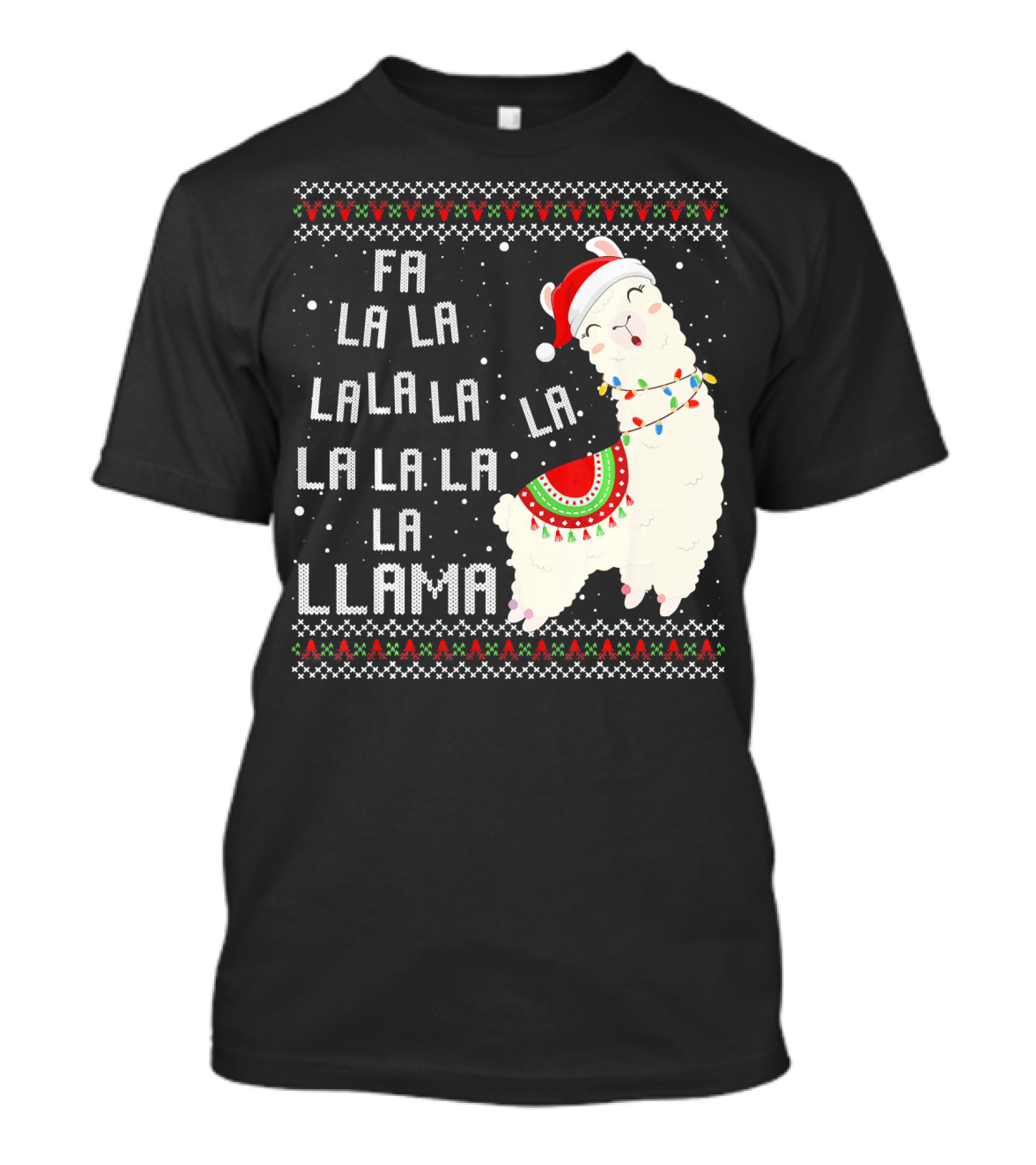 Fa La La La La La La Llama Ugly Christmas Santa Alpaca T-Shirt