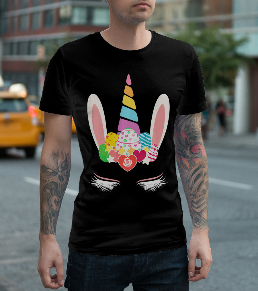 Easter Unicorn Bunny Candy Heart Eggs Bunnicorn T-Shirt