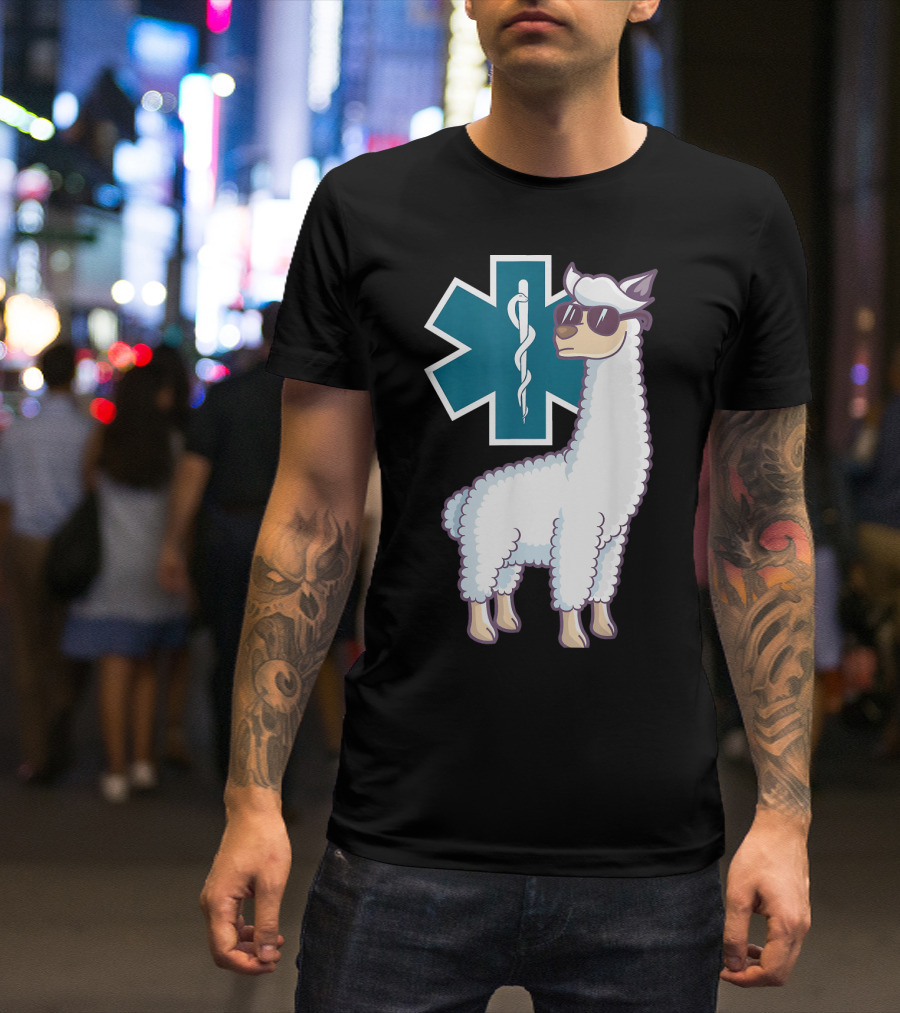 Funny EMT Trauma Llama EMS Paramedics Emergency T-Shirt