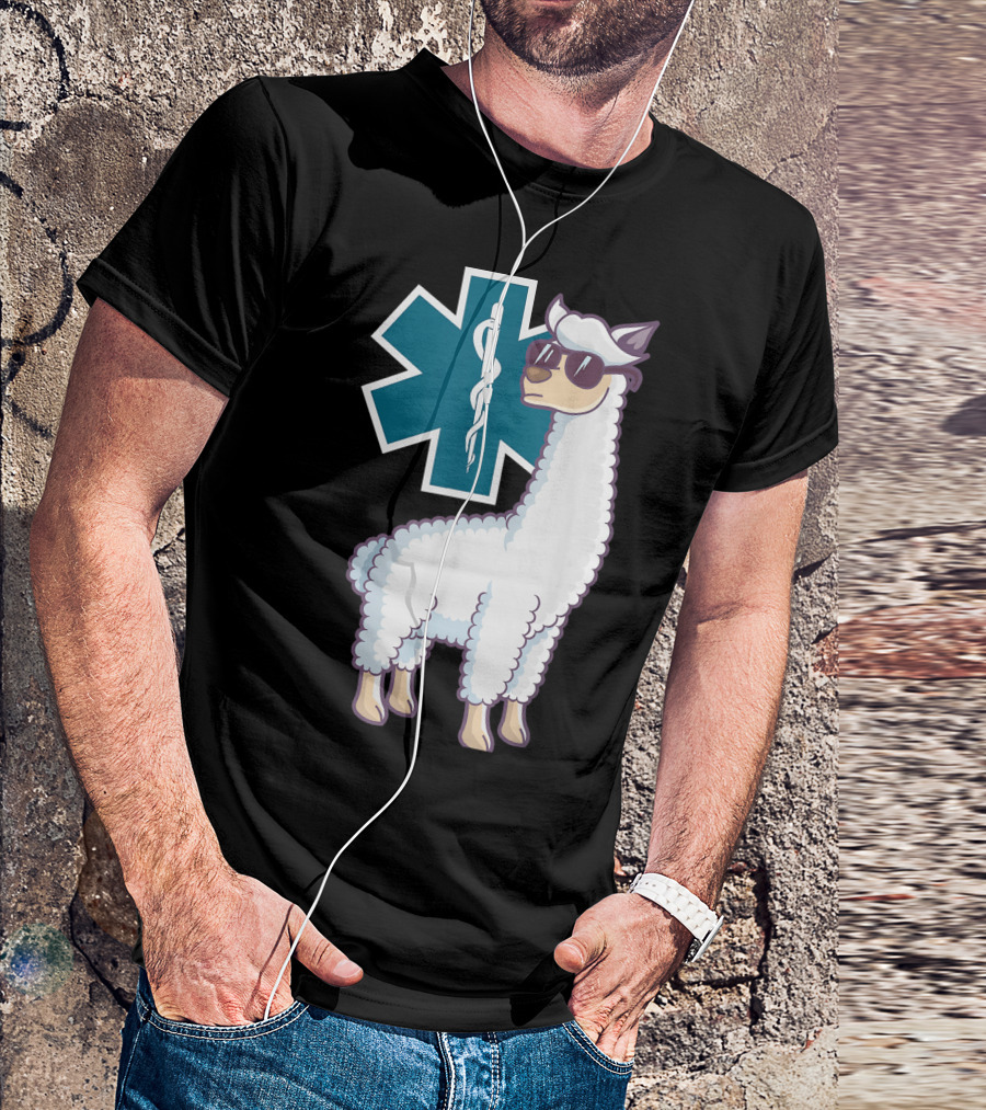 Funny EMT Trauma Llama EMS Paramedics Emergency T-Shirt