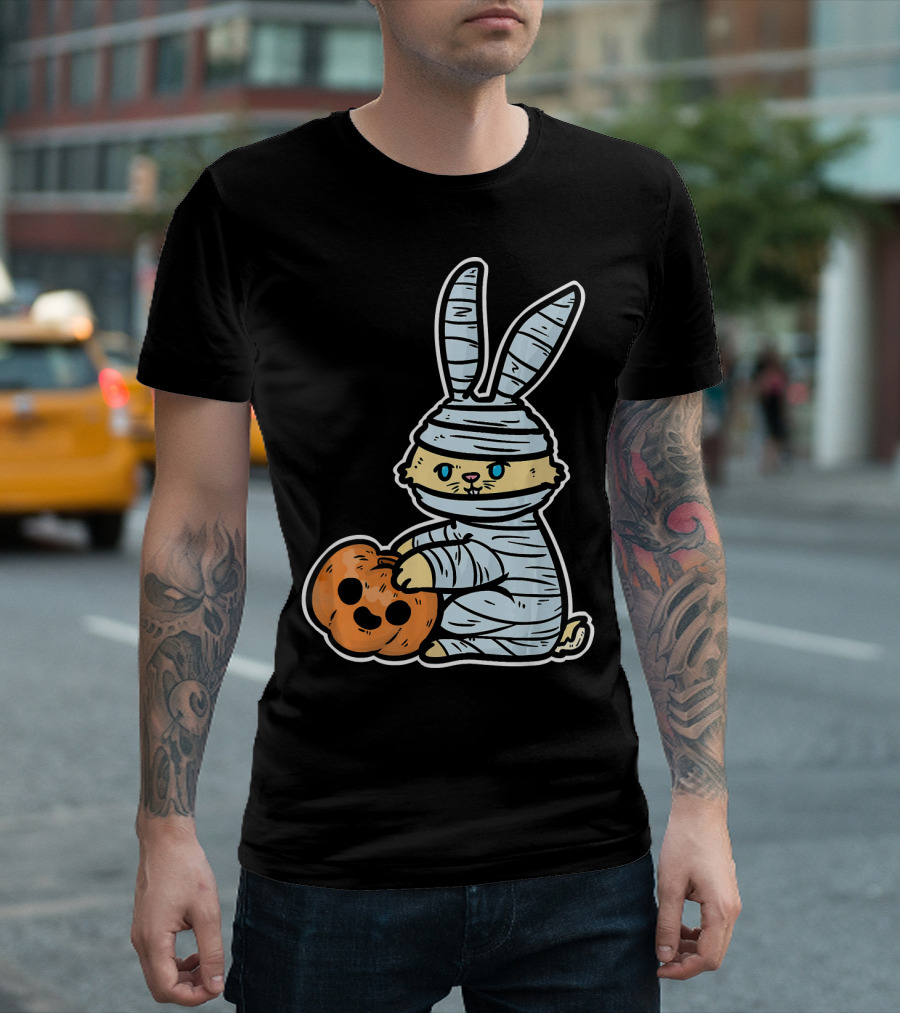 Mummy Rabbit with Jack-O'-Lantern Hug T-Shirt
