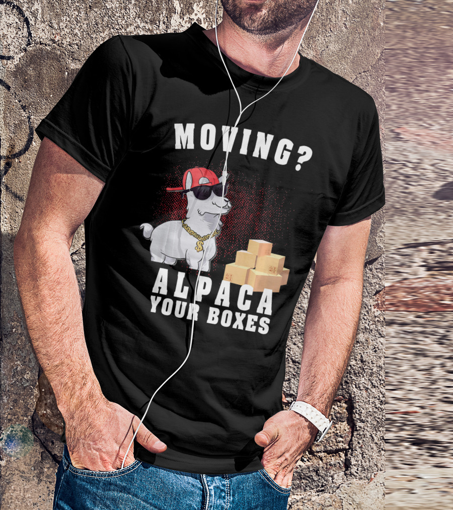 Moving? Alpaca Your Boxes Funny Llama Alpaca Animal Pun Sunglasses T-Shirt
