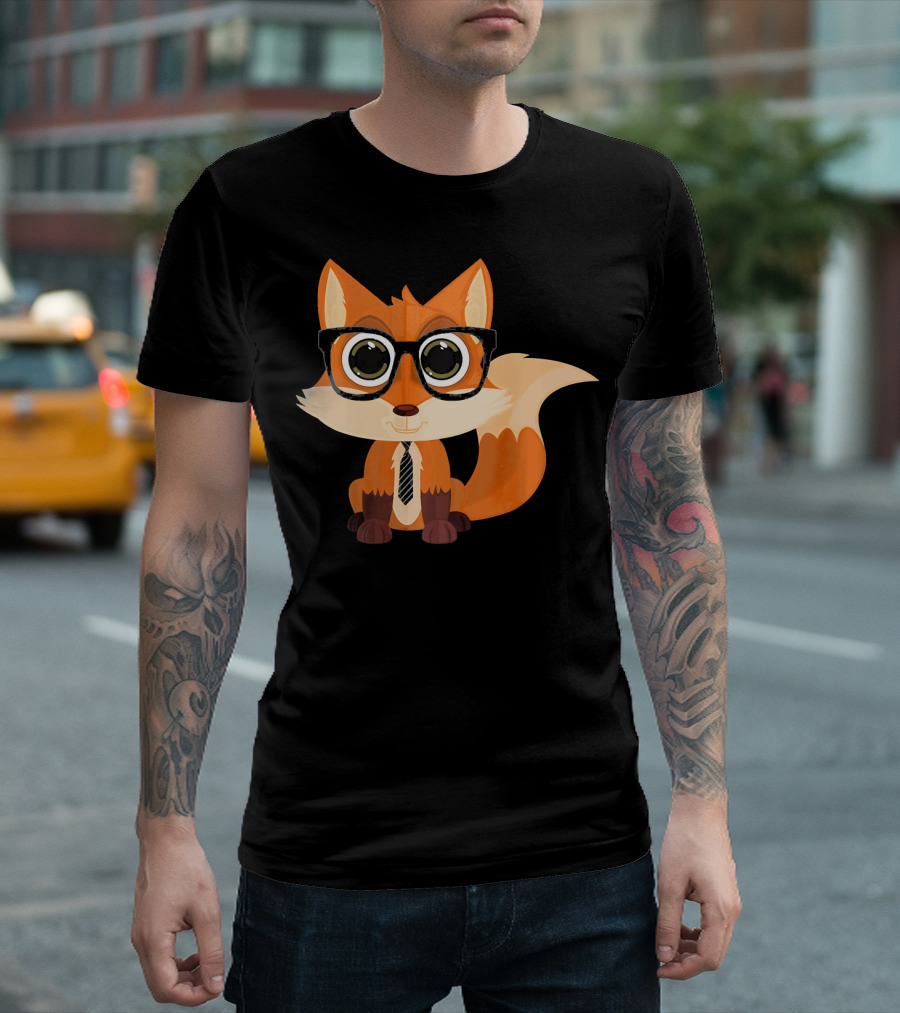 Fox Nerd Glasses and Tie Smart T-Shirt