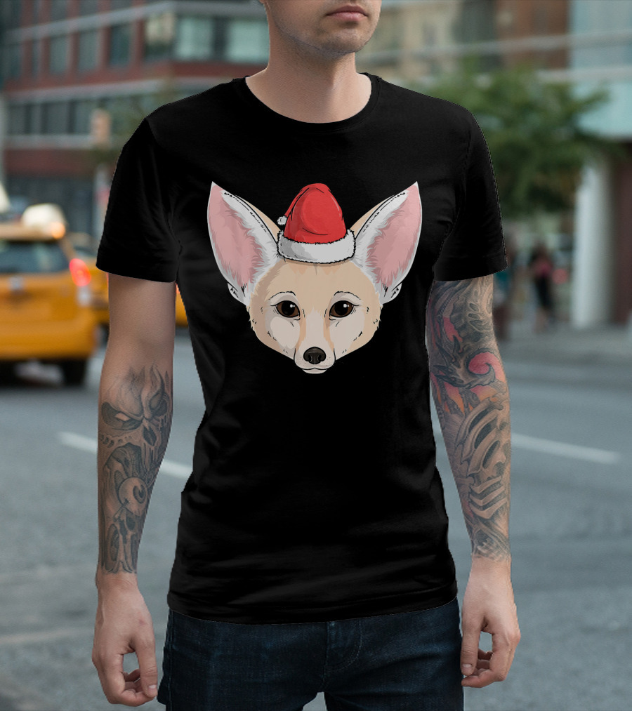 Fennec Fox Santa Claus Hat Christmas Holiday T-Shirt