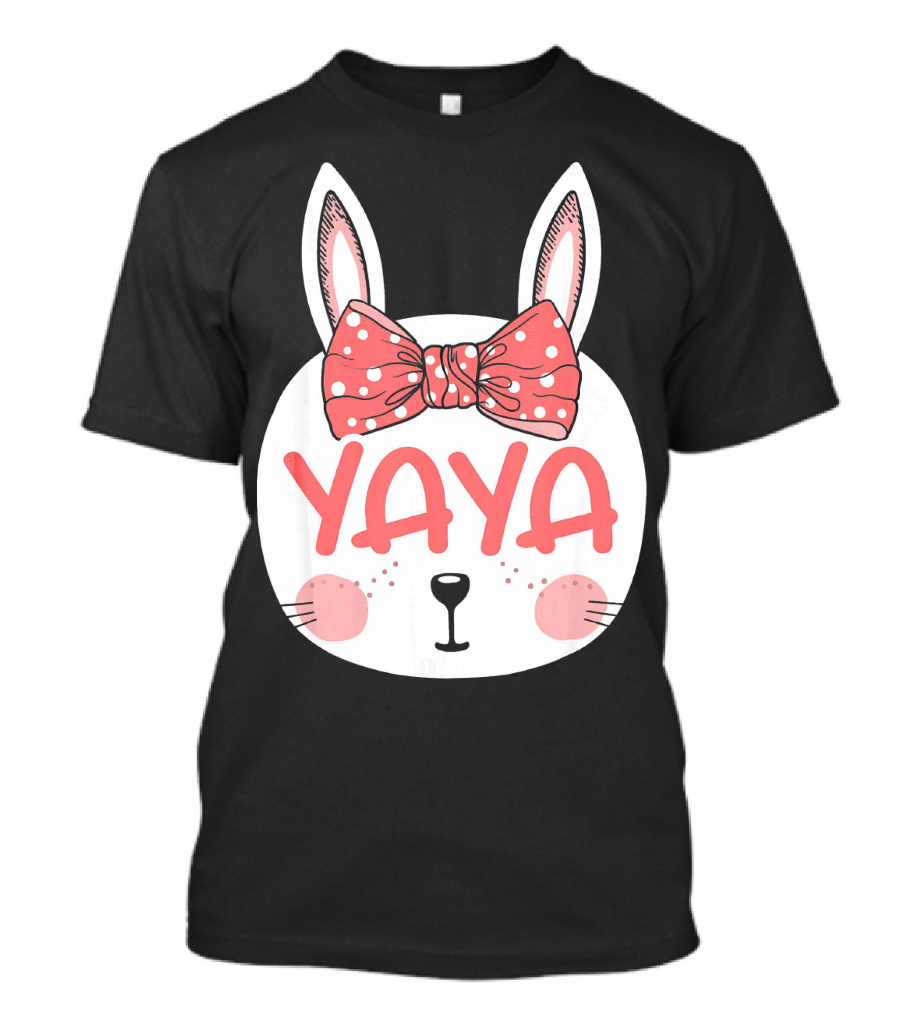 Yaya Easter Bunny With Pink Polka Dot Bow Ears Sunday T-Shirt