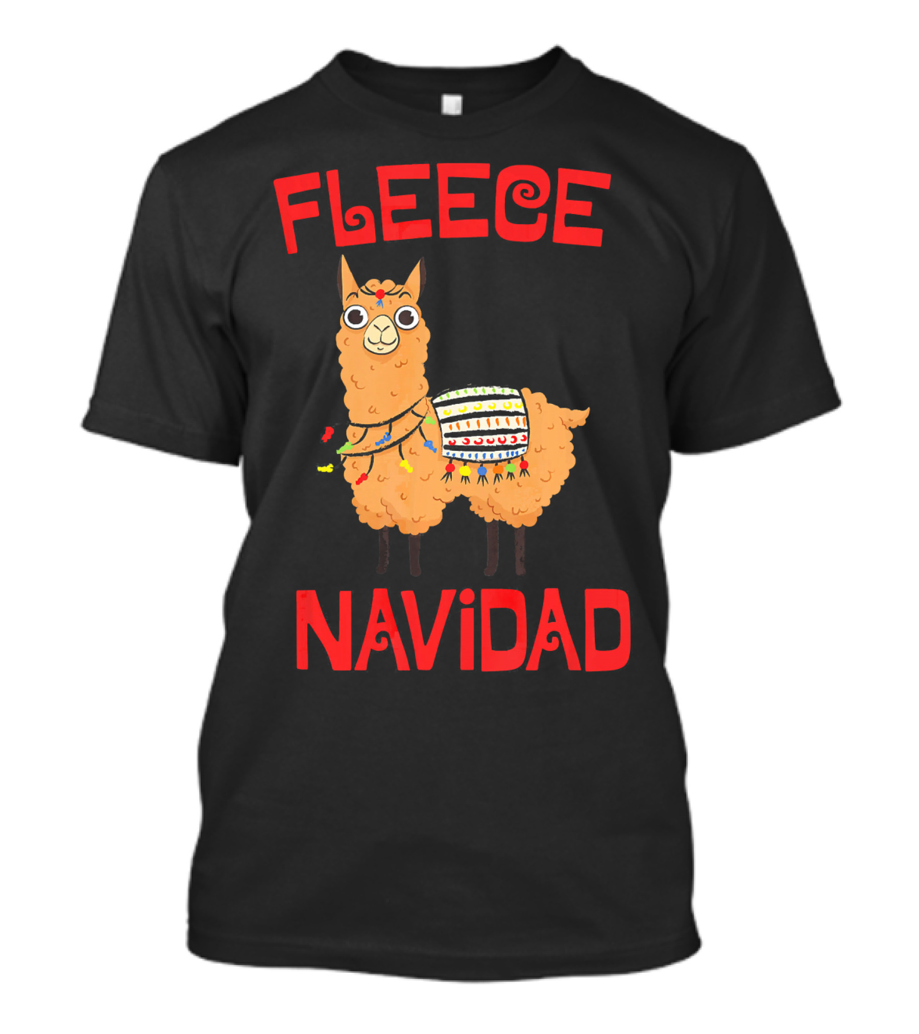 Fleece Navidad Llama Alpaca Christmas Festive Greeting T-Shirt