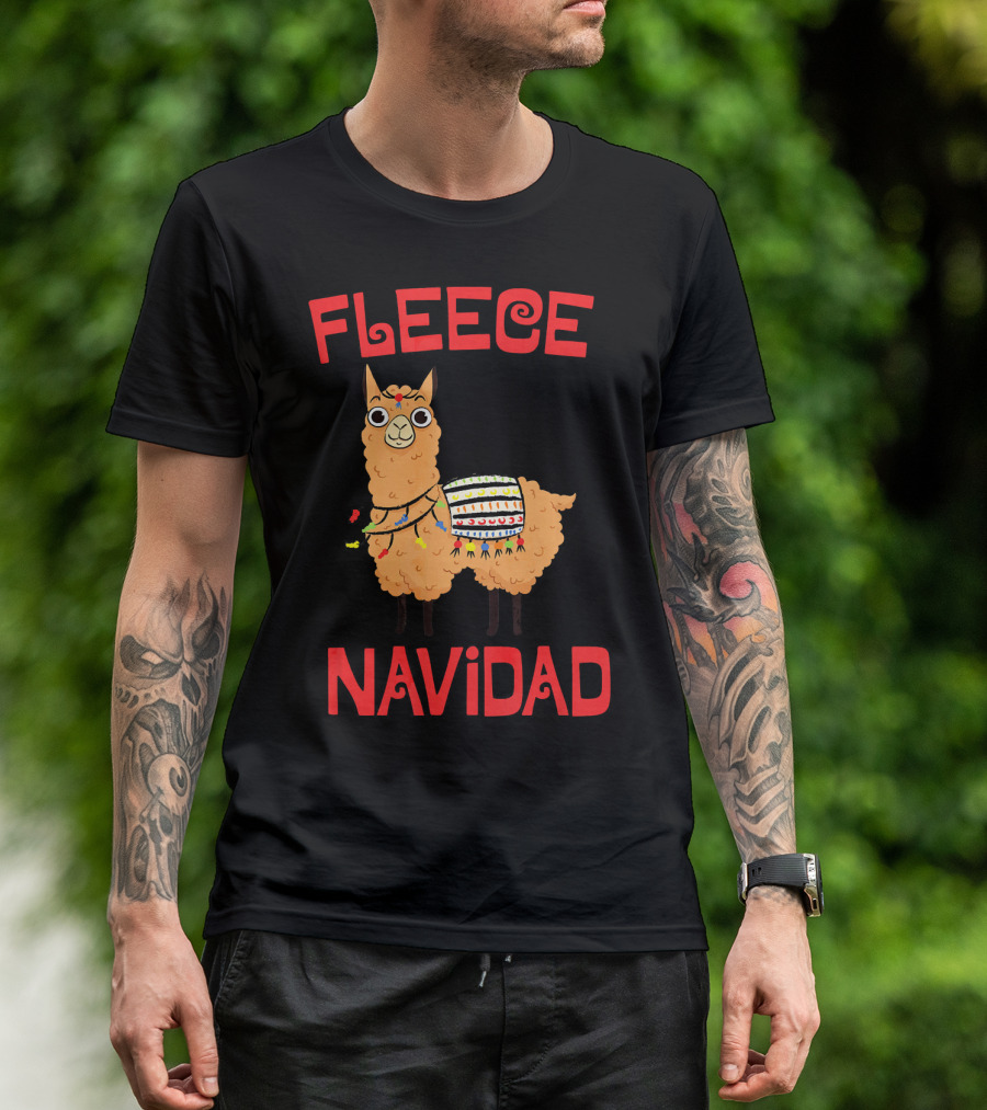 Fleece Navidad Llama Alpaca Christmas Festive Greeting T-Shirt