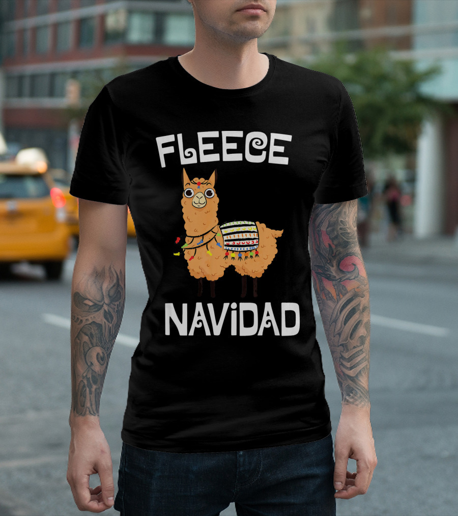 Fleece Navidad Cute Funny Llama Alpaca Christmas T-Shirt