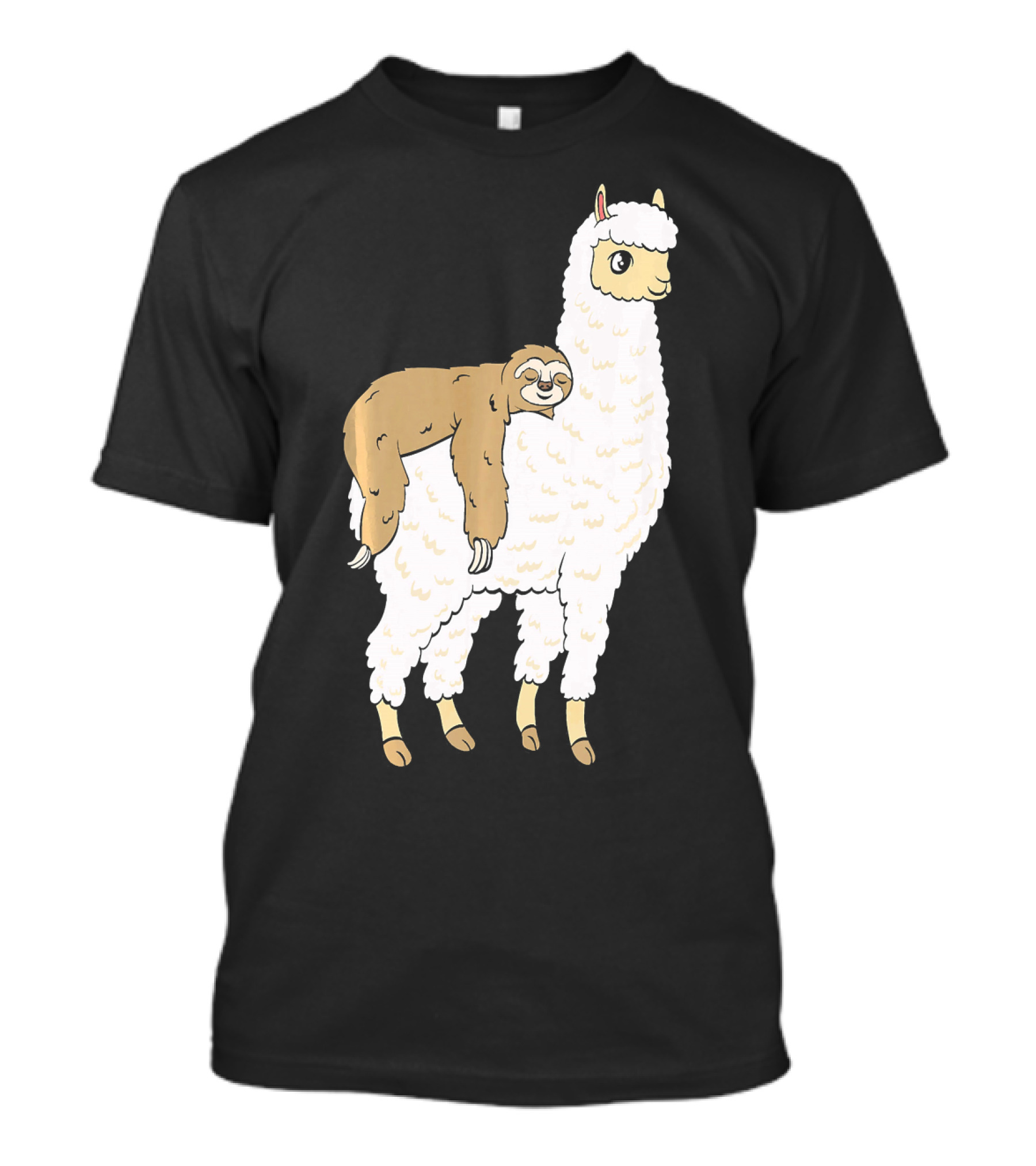 Funny Sloth Taking A Nap On Alpaca Llama T-Shirt