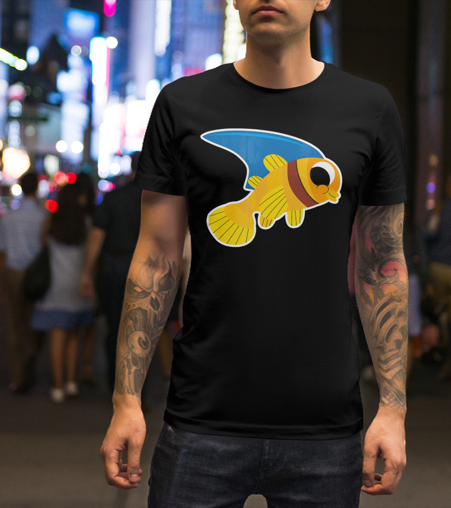 Goldfish Wearing Shark Fin Humorous Pet T-Shirt