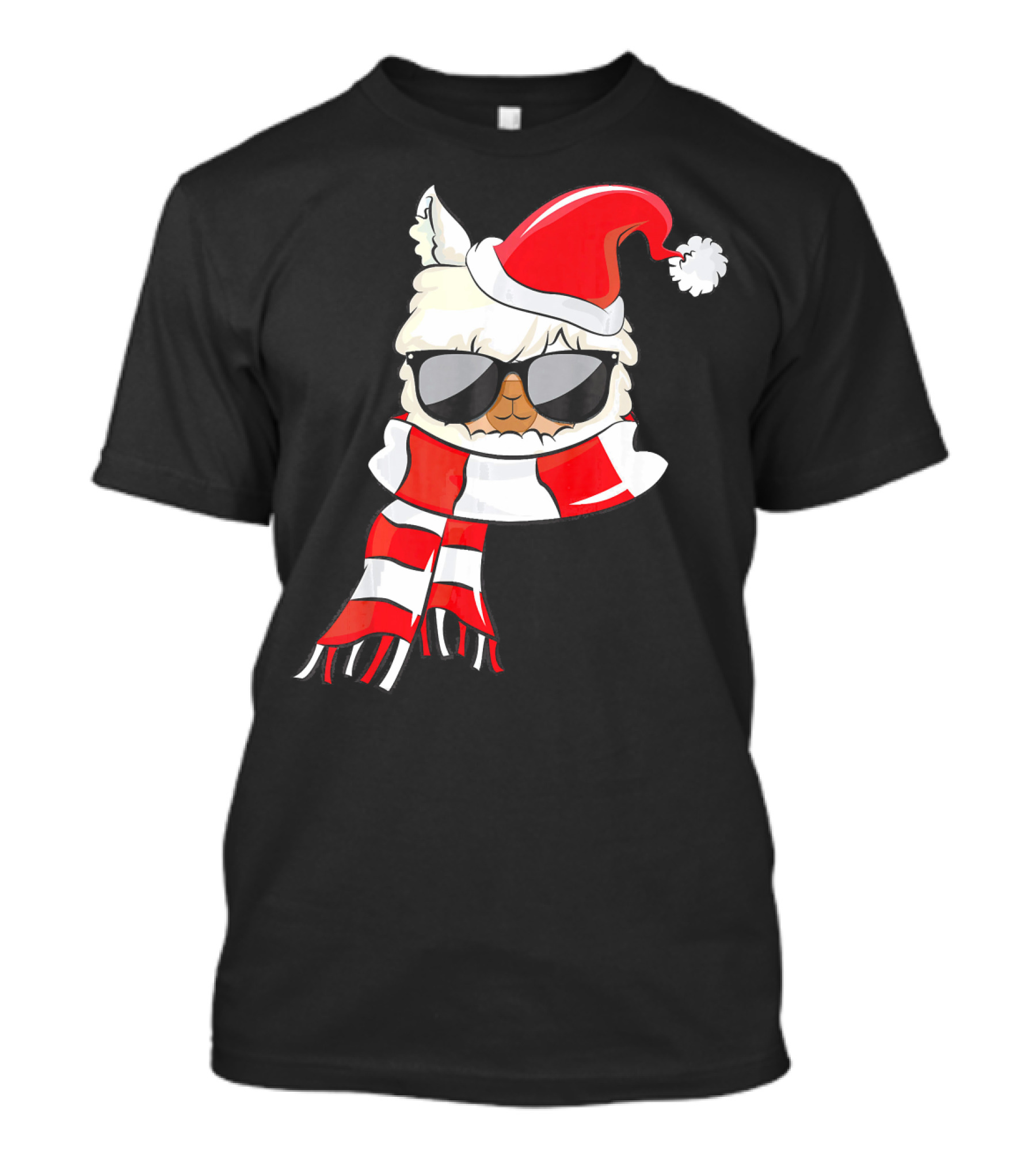 Funny Llama Santa Hat Alpaca Christmas Accessory T-Shirt