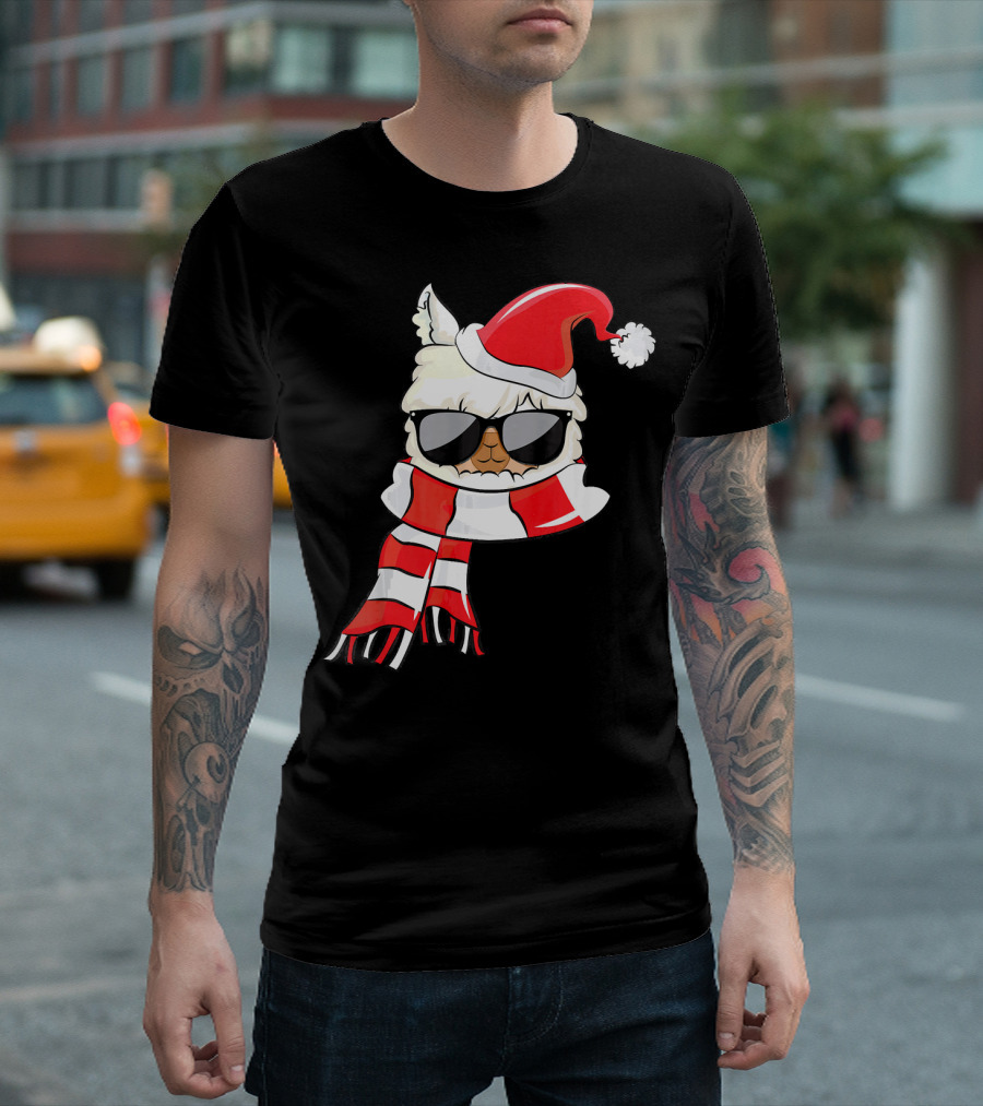Funny Llama Santa Hat Alpaca Christmas Accessory T-Shirt