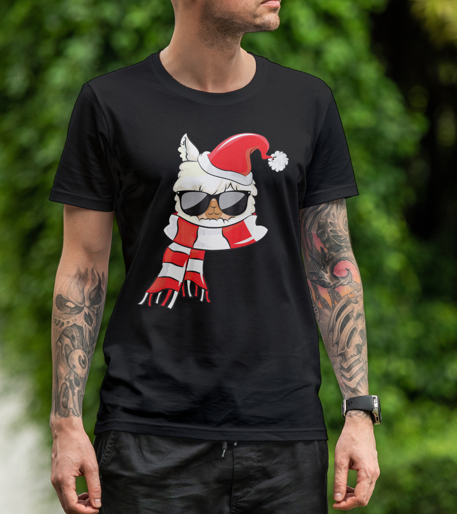 Funny Llama Santa Hat Alpaca Christmas Accessory T-Shirt