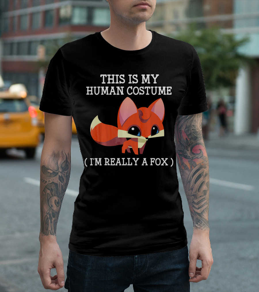 This Is My Human Costume I'm Really A Fox Cute Boy Halloween T-Shirt