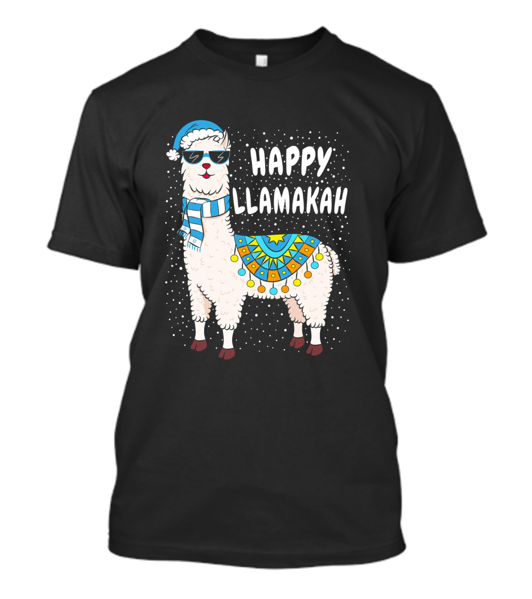 Happy Llamakah Festive Winter Llama With Sunglasses And Scarf T-Shirt