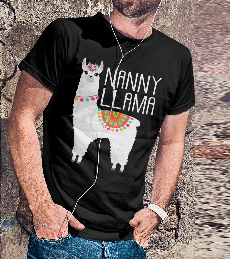 Nanny Llama Festive Fun With Colorful Saddle And Floral Crown T-Shirt