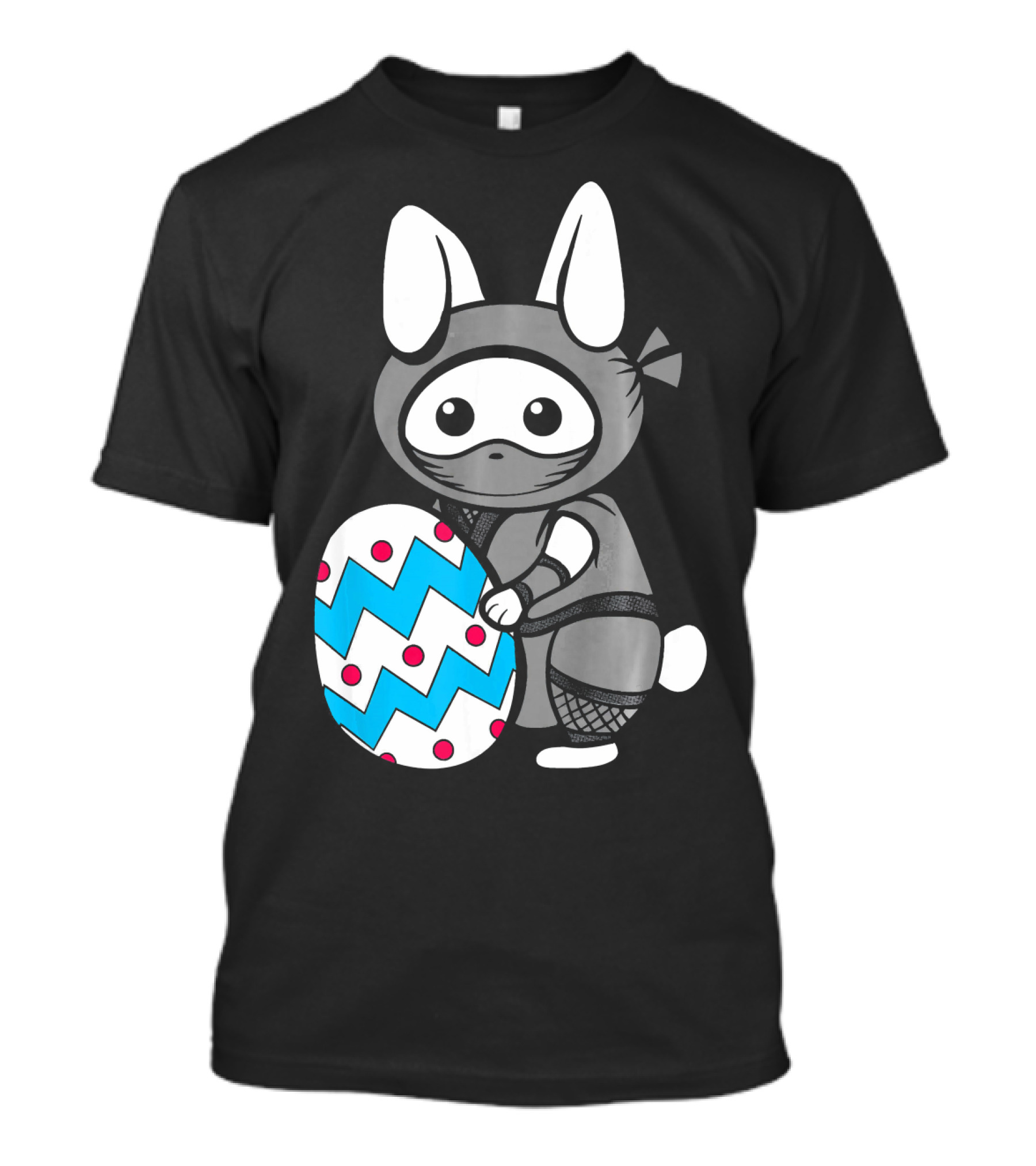 Easter Sunday Bunny Ninja Egg Hunt Hidin With Cute Zigzag And Polka Dot Egg T-Shirt