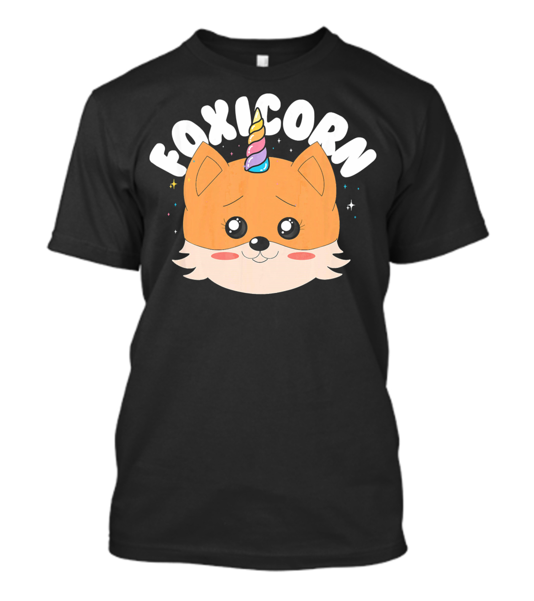Foxicorn Unicorn Funny Birthday Fox With Rainbow Horn T-Shirt