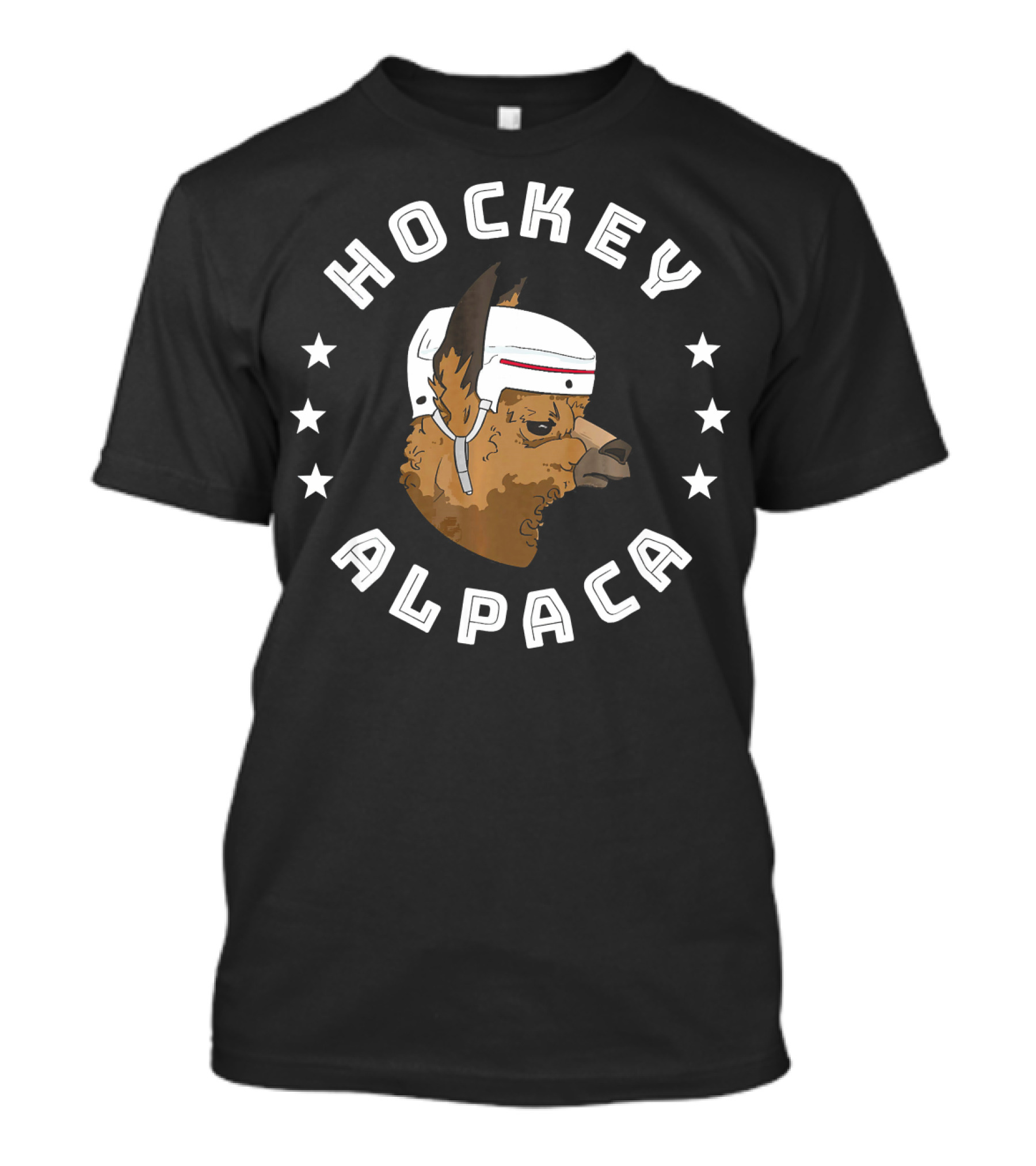 Hockey Alpaca Llama With Stars And Helmet T-Shirt
