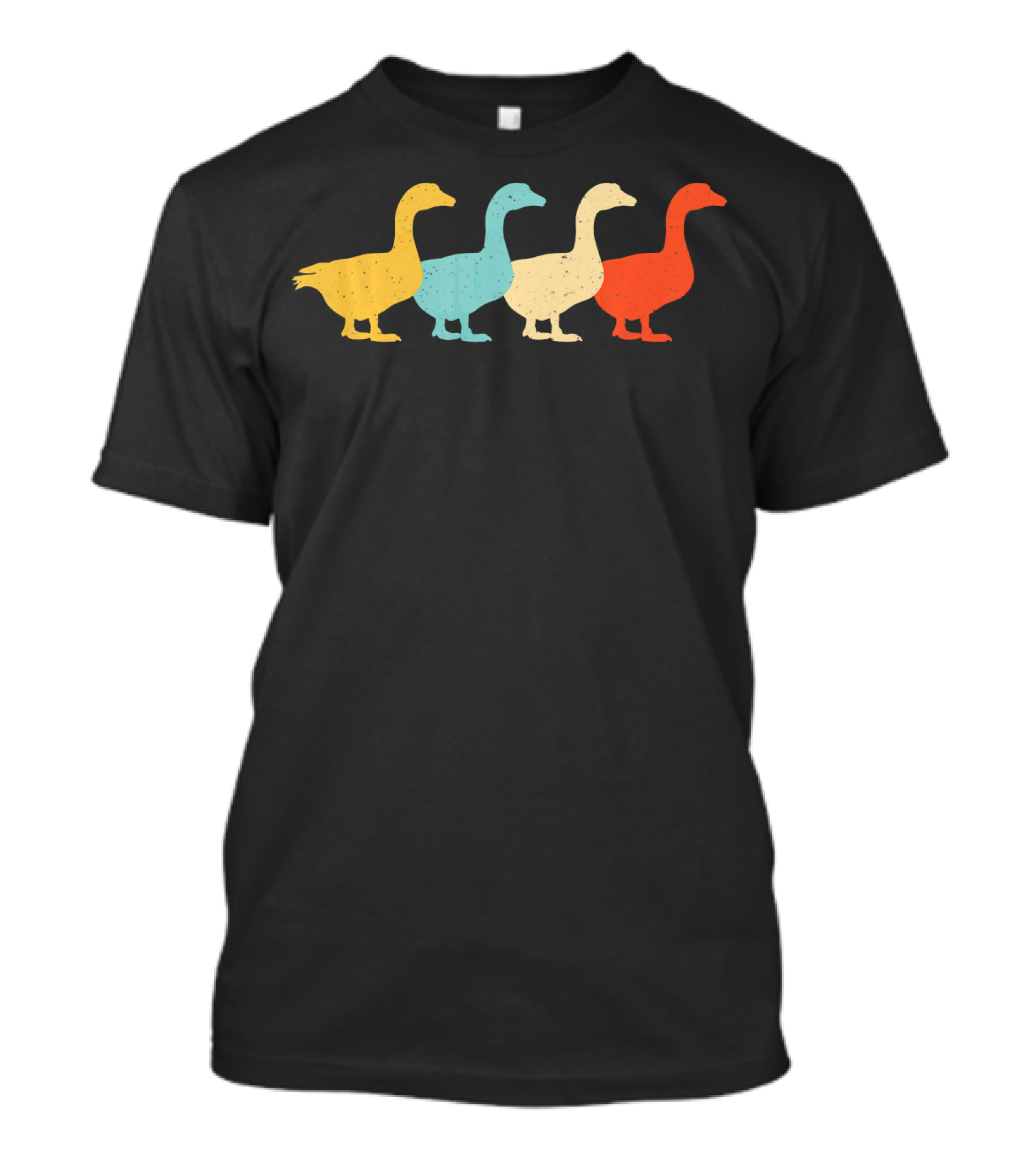 Goose Vintage Retro Waterfowl Animal Love Multicolor Silhouette Ducks T-Shirt