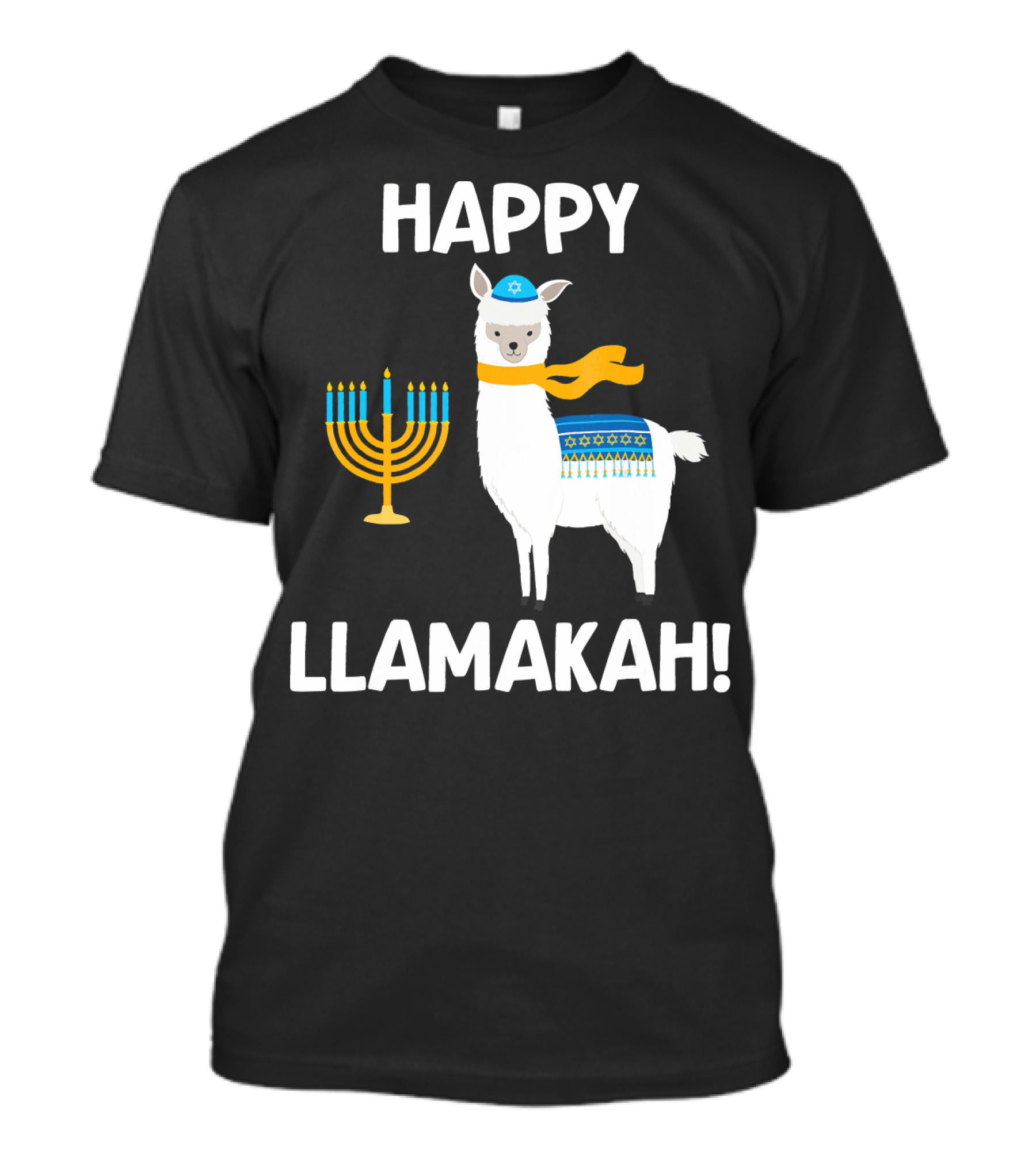 Happy Llamakah Hanukkah Llama Menorah Star Of David T-Shirt