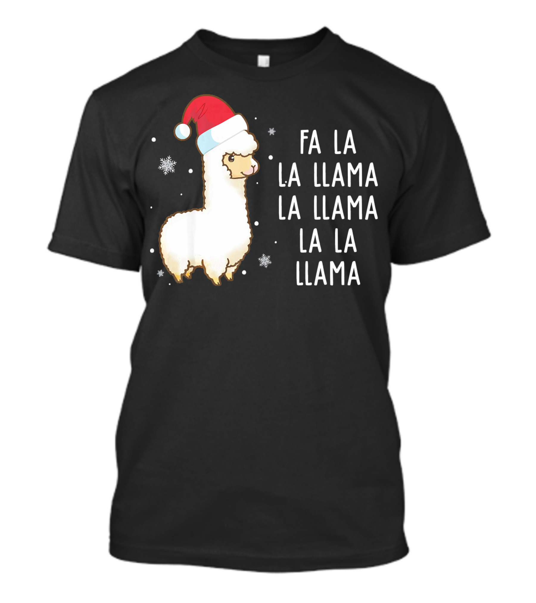 Fa La La Llama Santa Hat Christmas Cute Alpaca T-Shirt