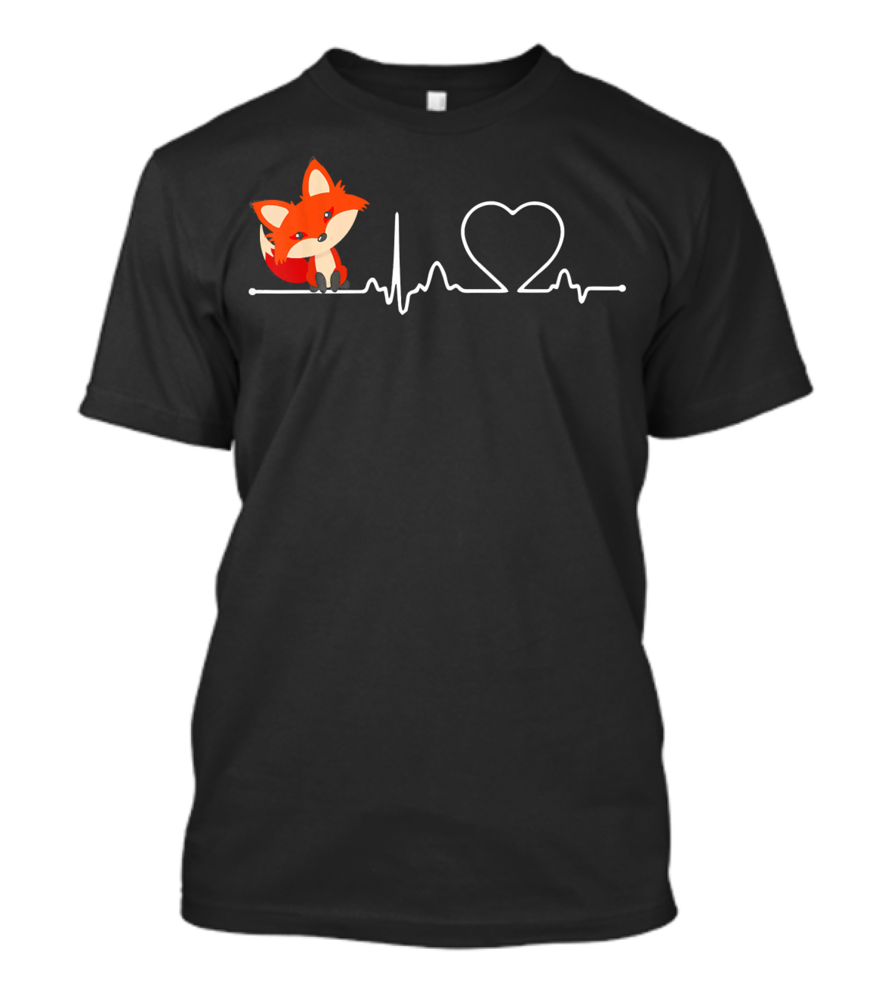 Fox Heartbeat Love With Cute Fox And Heart Line T-Shirt