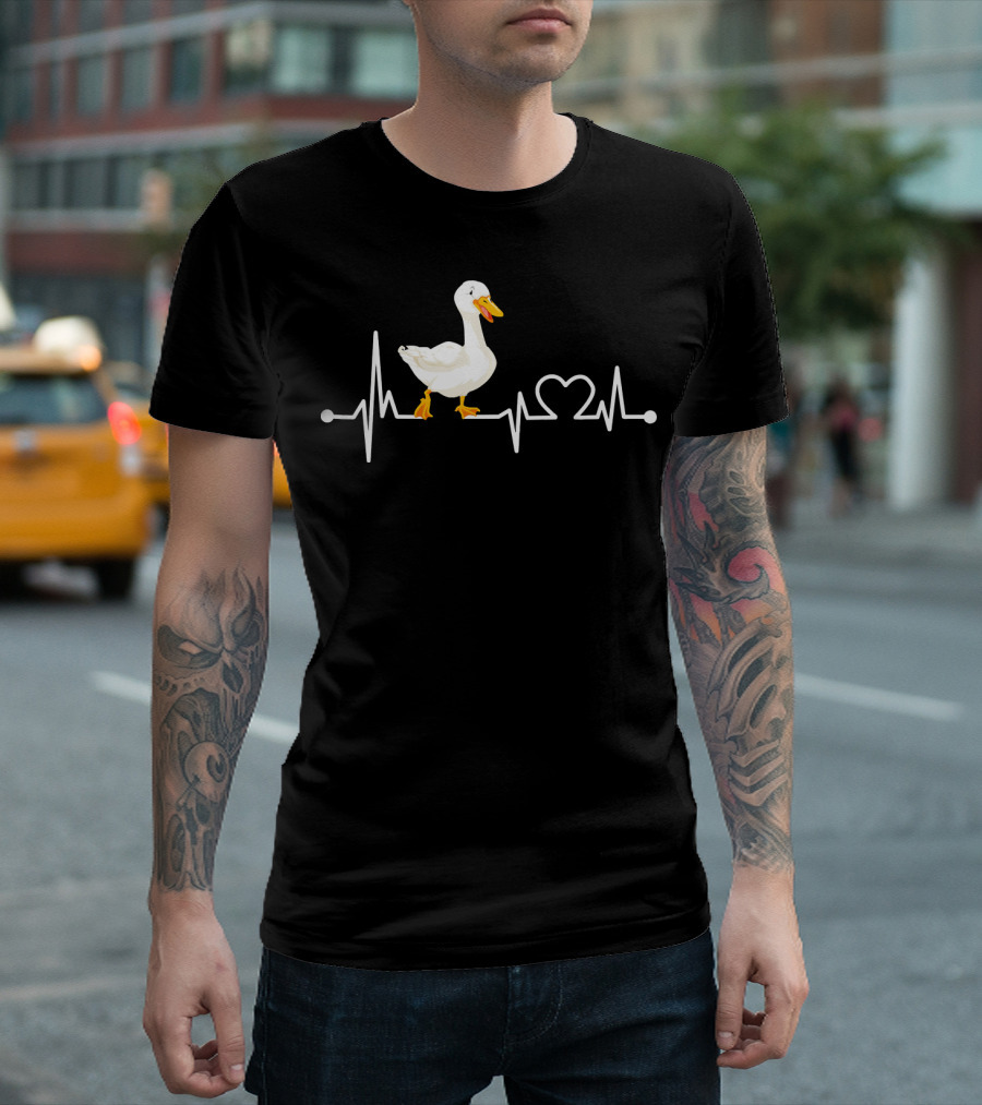 Goose Heartbeat Funny Farmer Farming Farm Duck Love T-Shirt