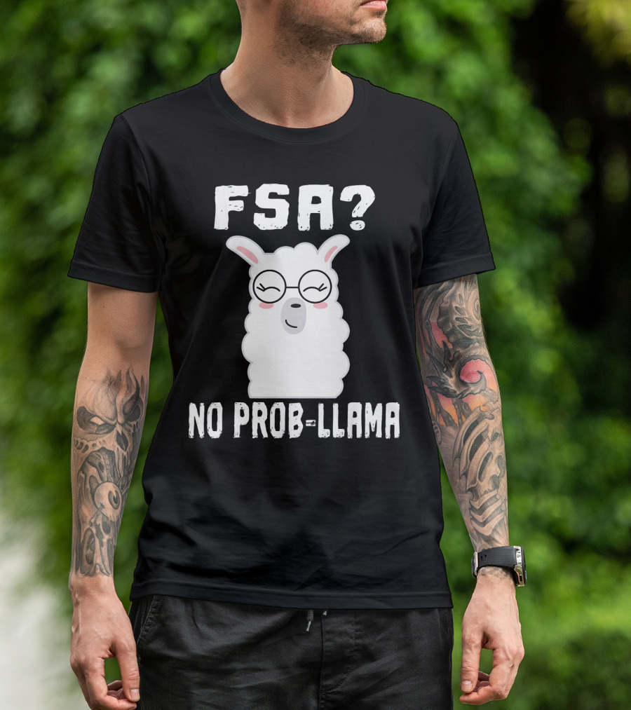 FSA No Prob Llama Teacher Educat Glasses Smiling Llama T-Shirt