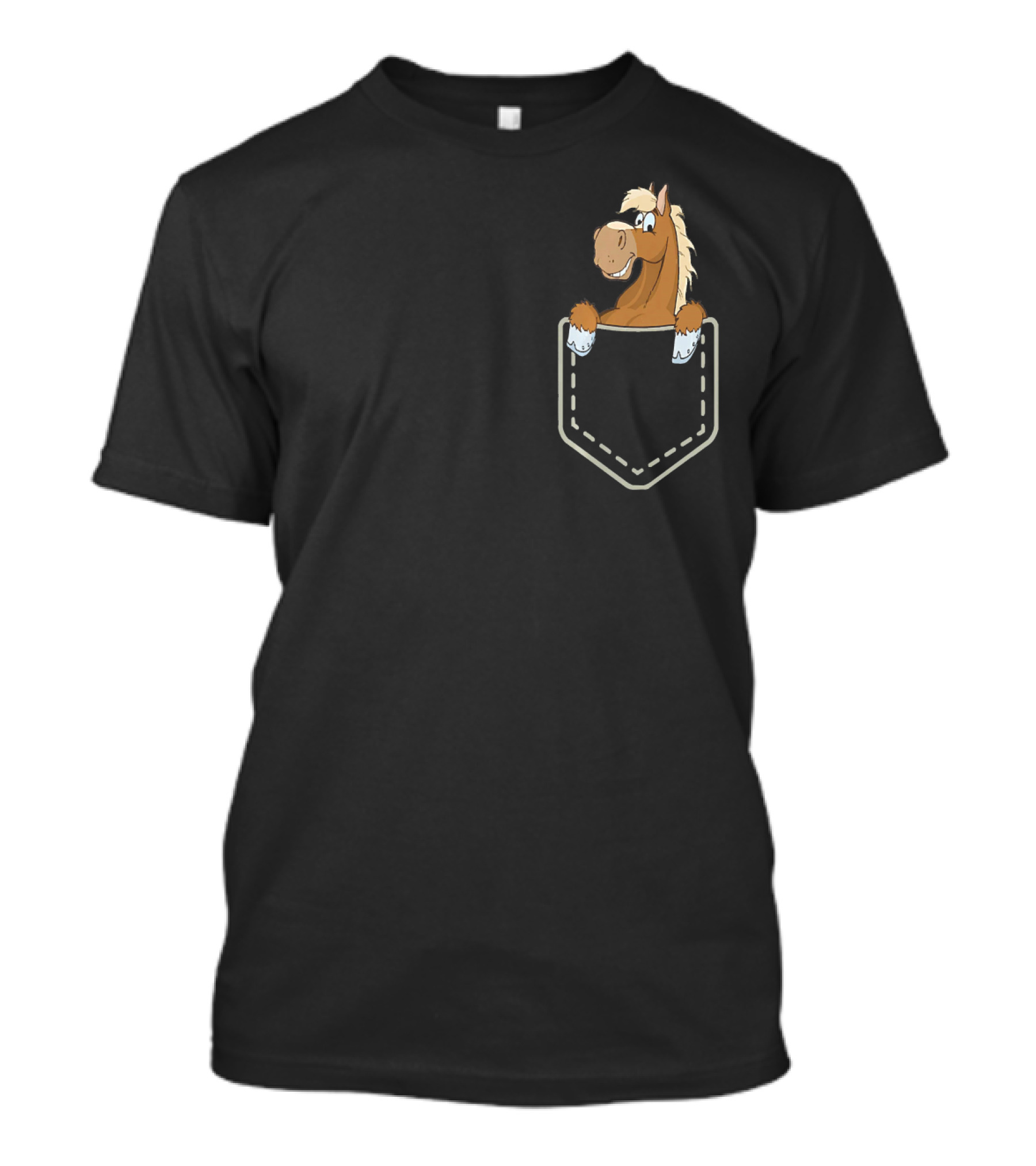 Funny Horse In Pocket Cartoon T-Shirt