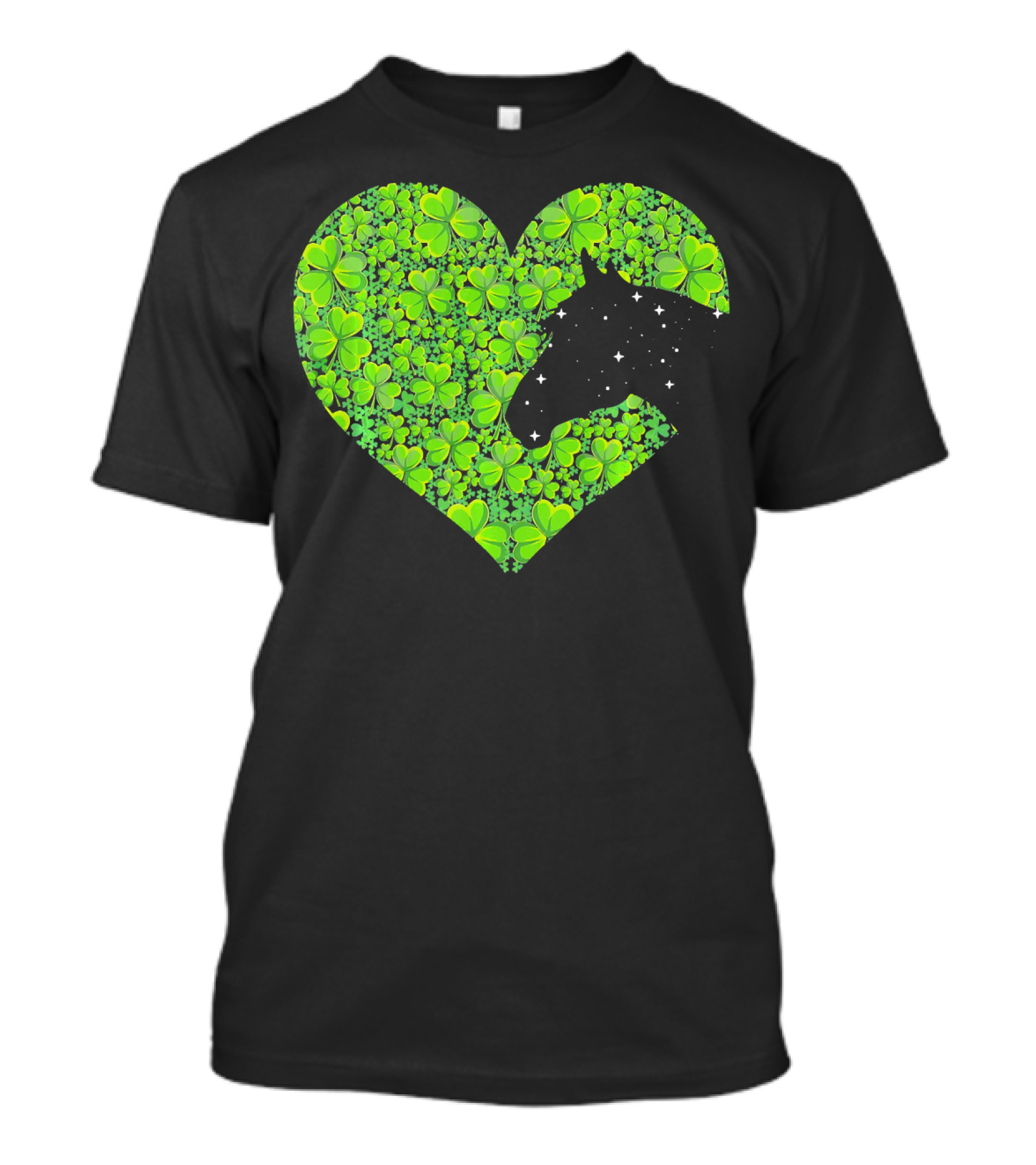 Horse Heart Shamrock Lover Green Clover T-Shirt