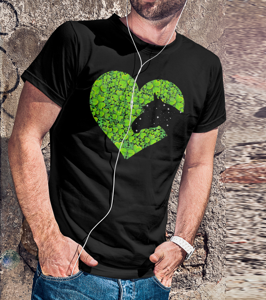 Horse Heart Shamrock Lover Green Clover T-Shirt