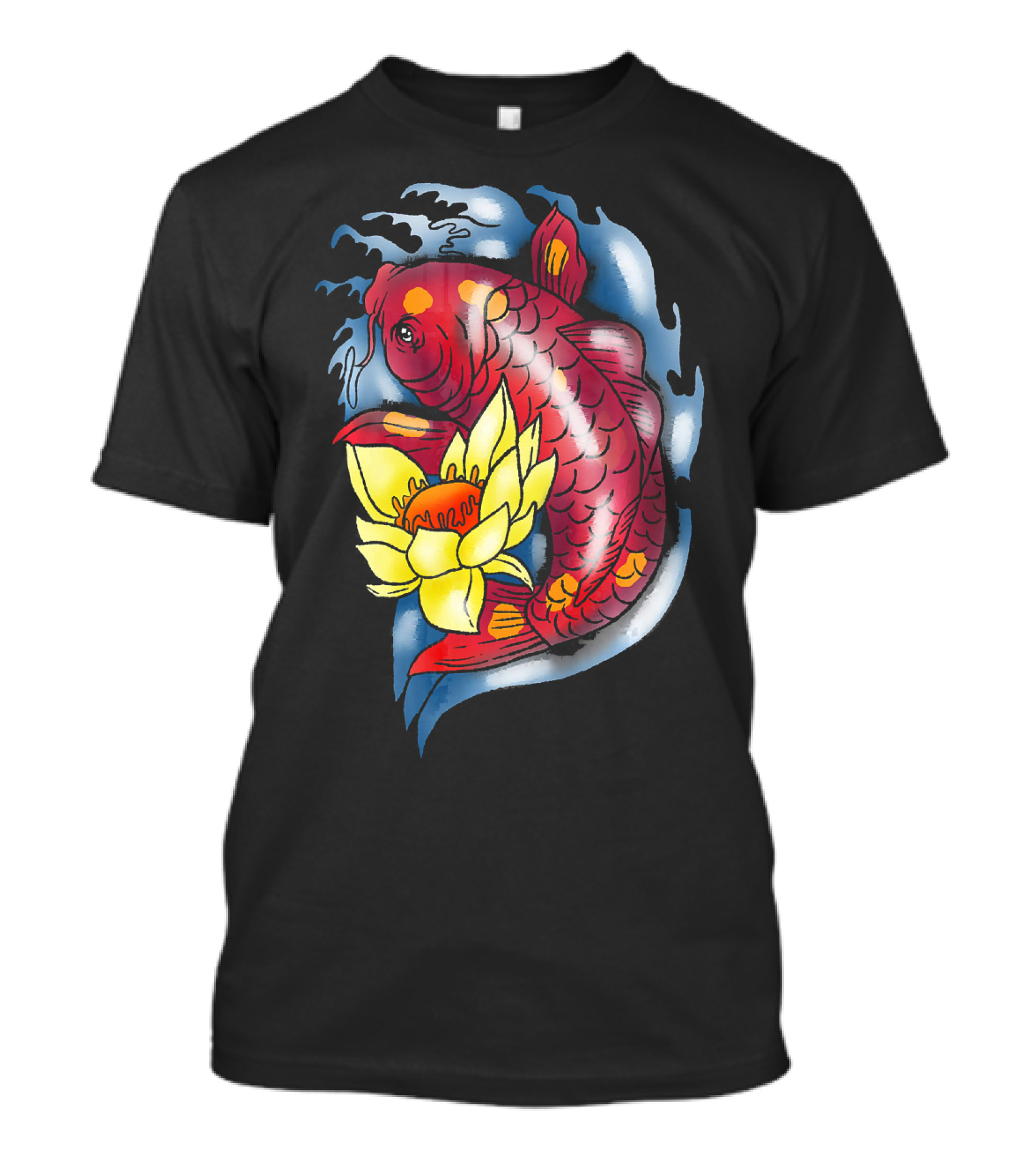 Koi Fish Jinli Japanese Tattoo Art Style With Water And Lotus T-Shirt
