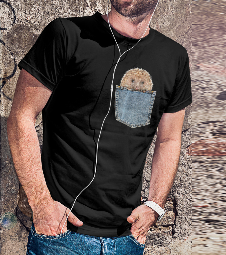 Hedgehog In Denim Pocket Baby Hedgehog Peeking T-Shirt