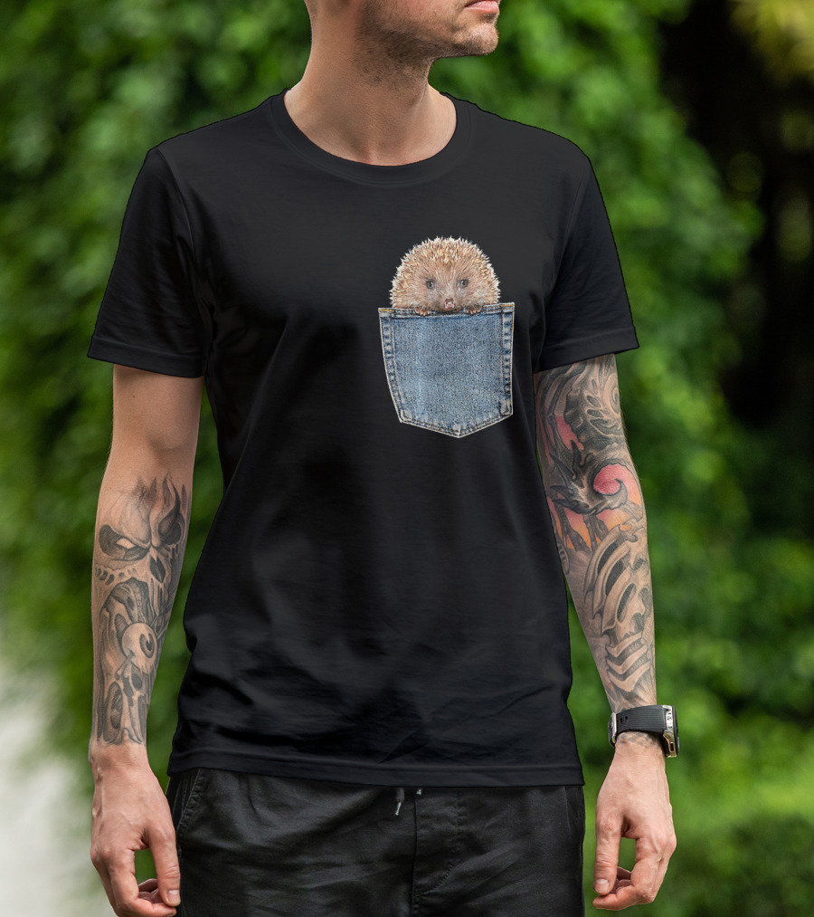 Hedgehog In Denim Pocket Baby Hedgehog Peeking T-Shirt