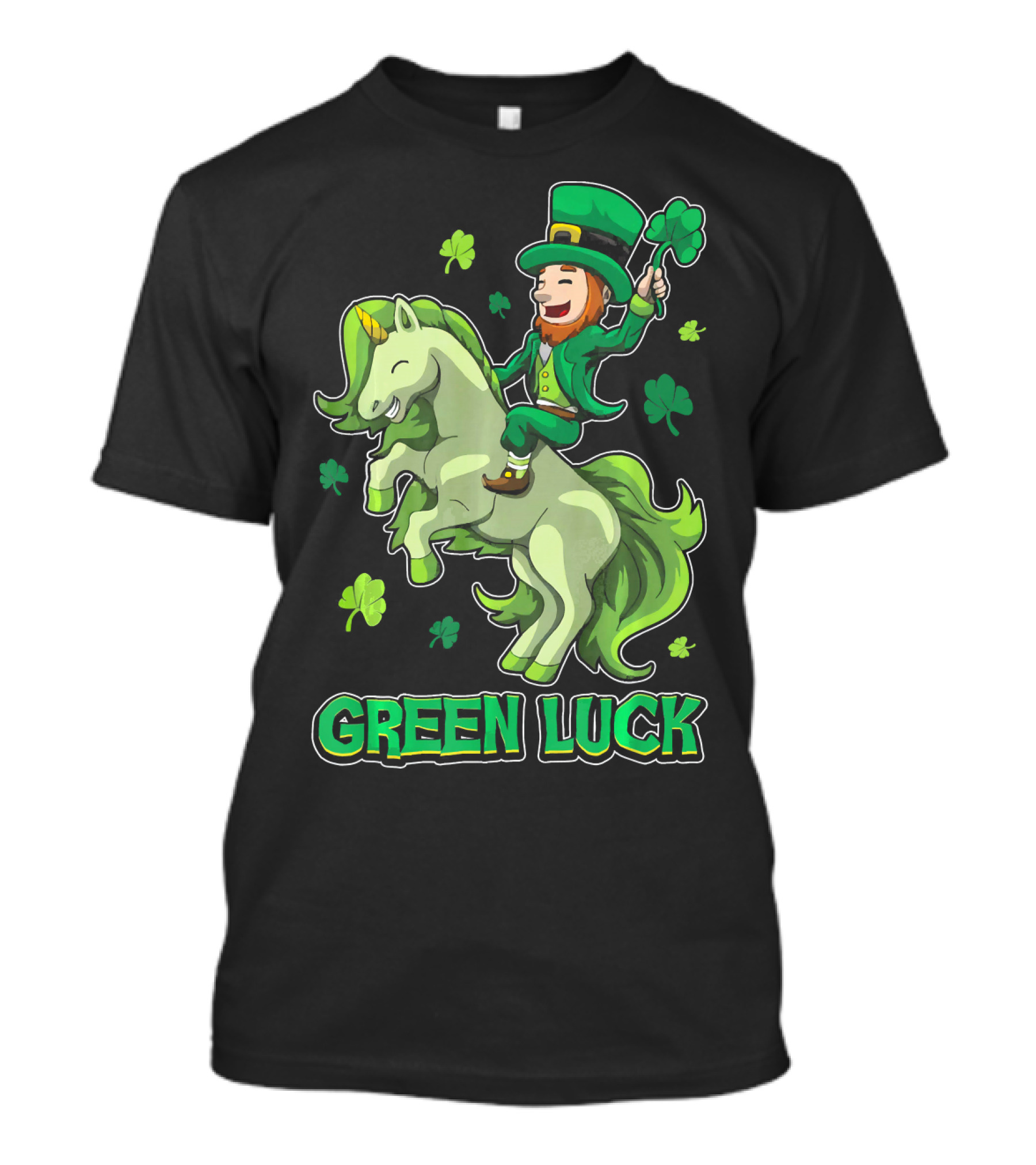 Green Luck St Patricks Day Unicorn Ride T-Shirt