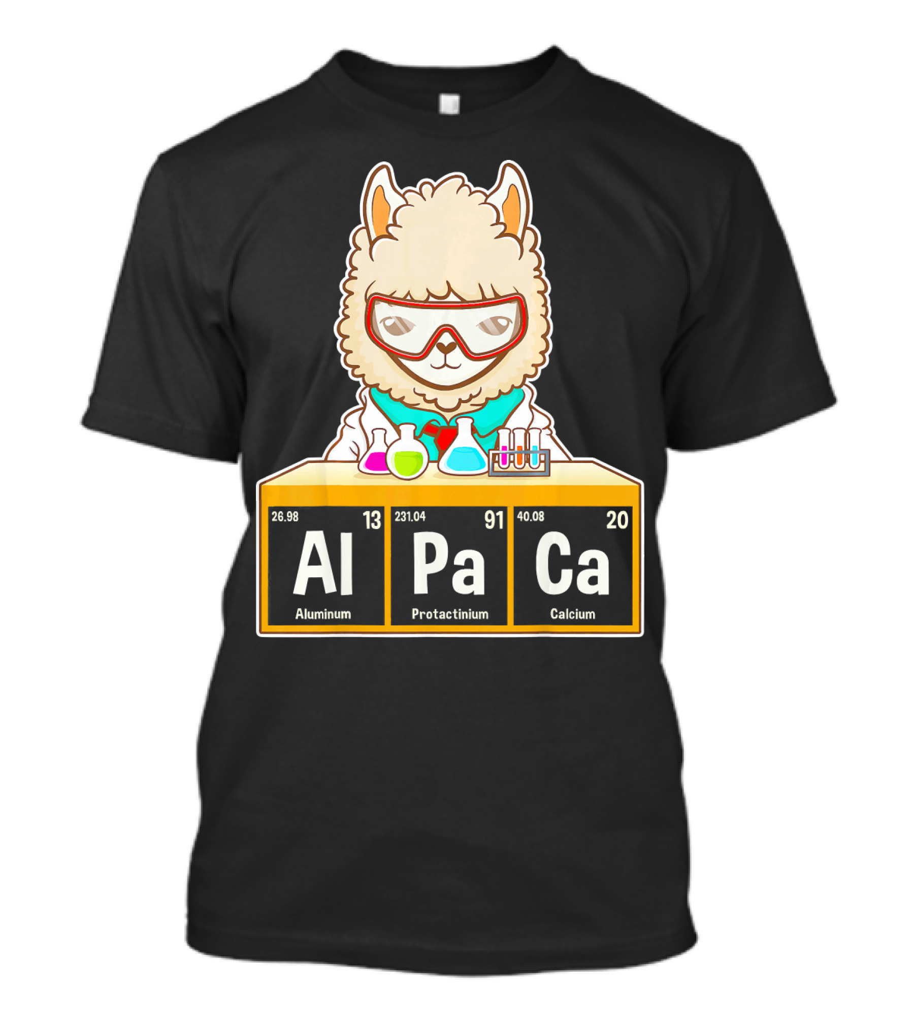 Love Llama Awesome Alpaca Aluminum Protactinium Calcium Periodic Table T-Shirt