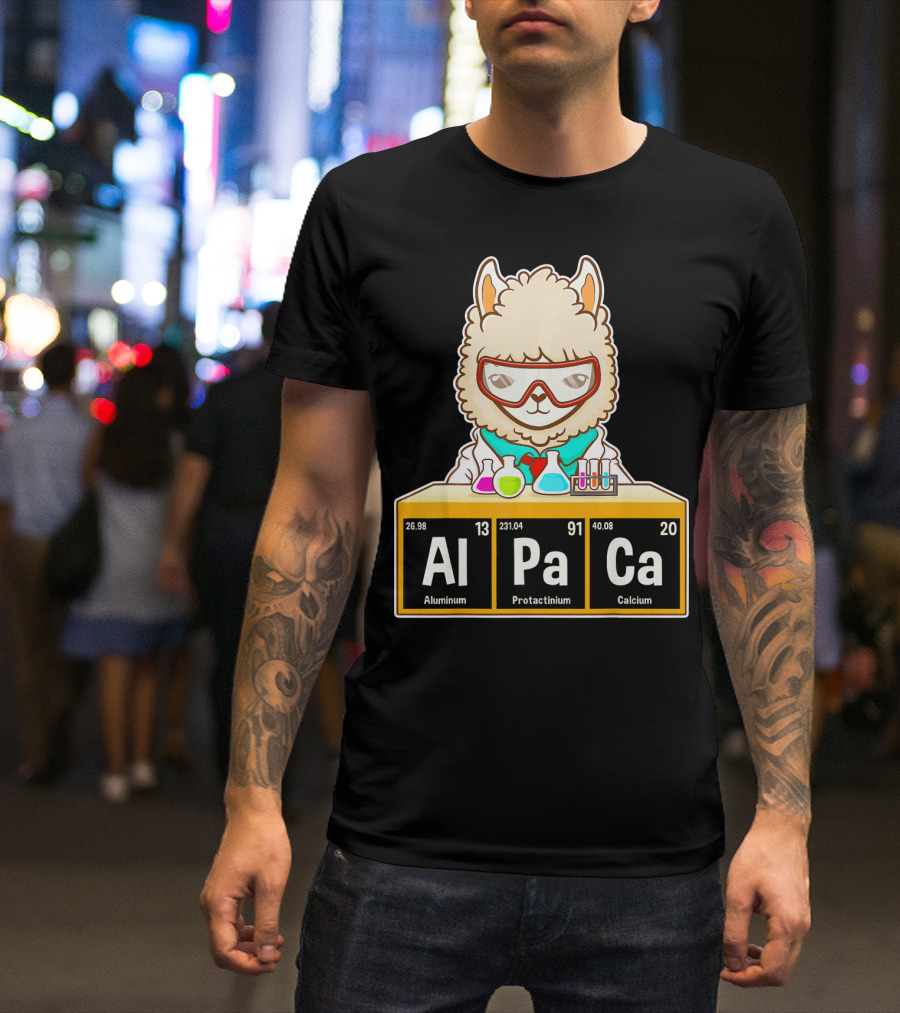 Love Llama Awesome Alpaca Aluminum Protactinium Calcium Periodic Table T-Shirt