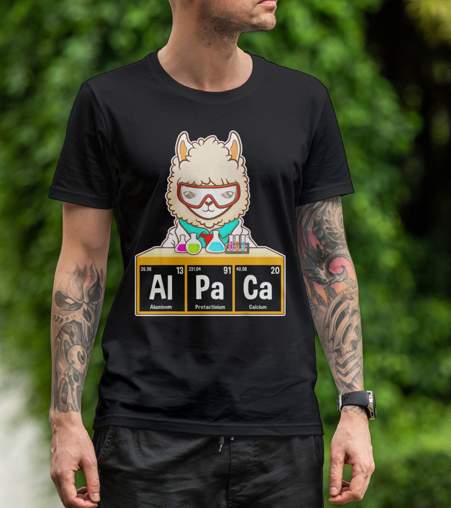 Love Llama Awesome Alpaca Aluminum Protactinium Calcium Periodic Table T-Shirt