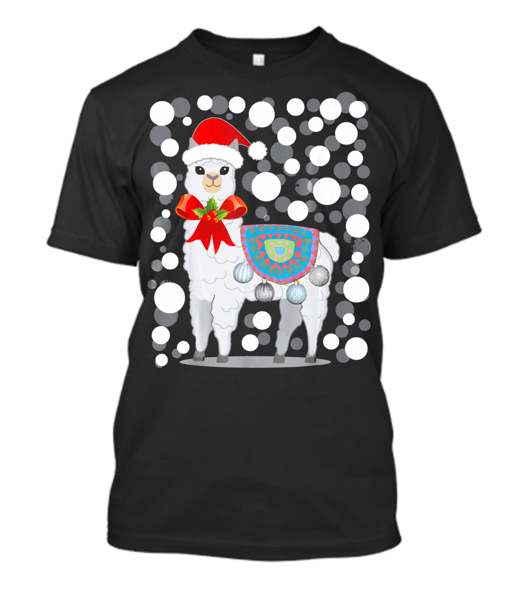 Llama Alpaca Christmas X Mas Santa Hat Festive Ornaments T-Shirt