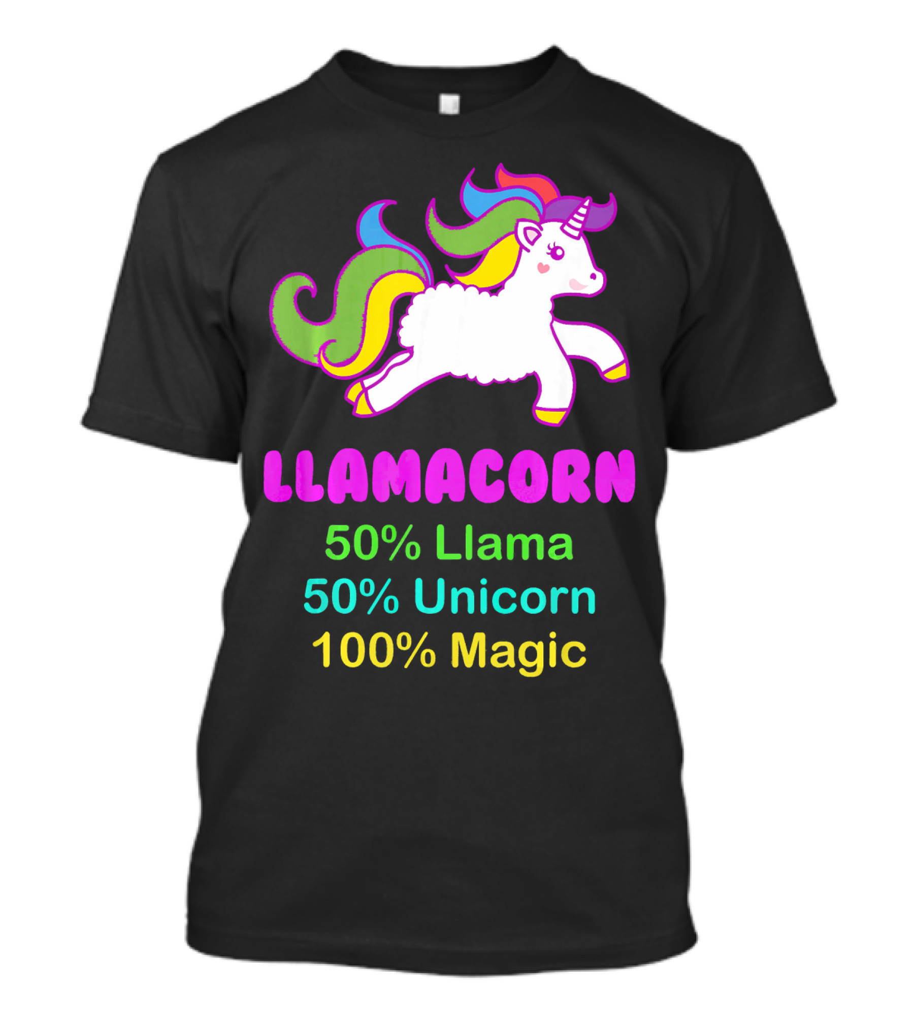 Llamacorn 50% Llama 50% Unicorn 100% Magic Rainbow Elements T-Shirt