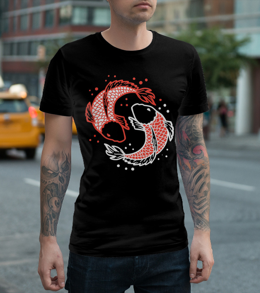 Koi Fish Chinese Koi Carp Swimming Yin Yang T-Shirt