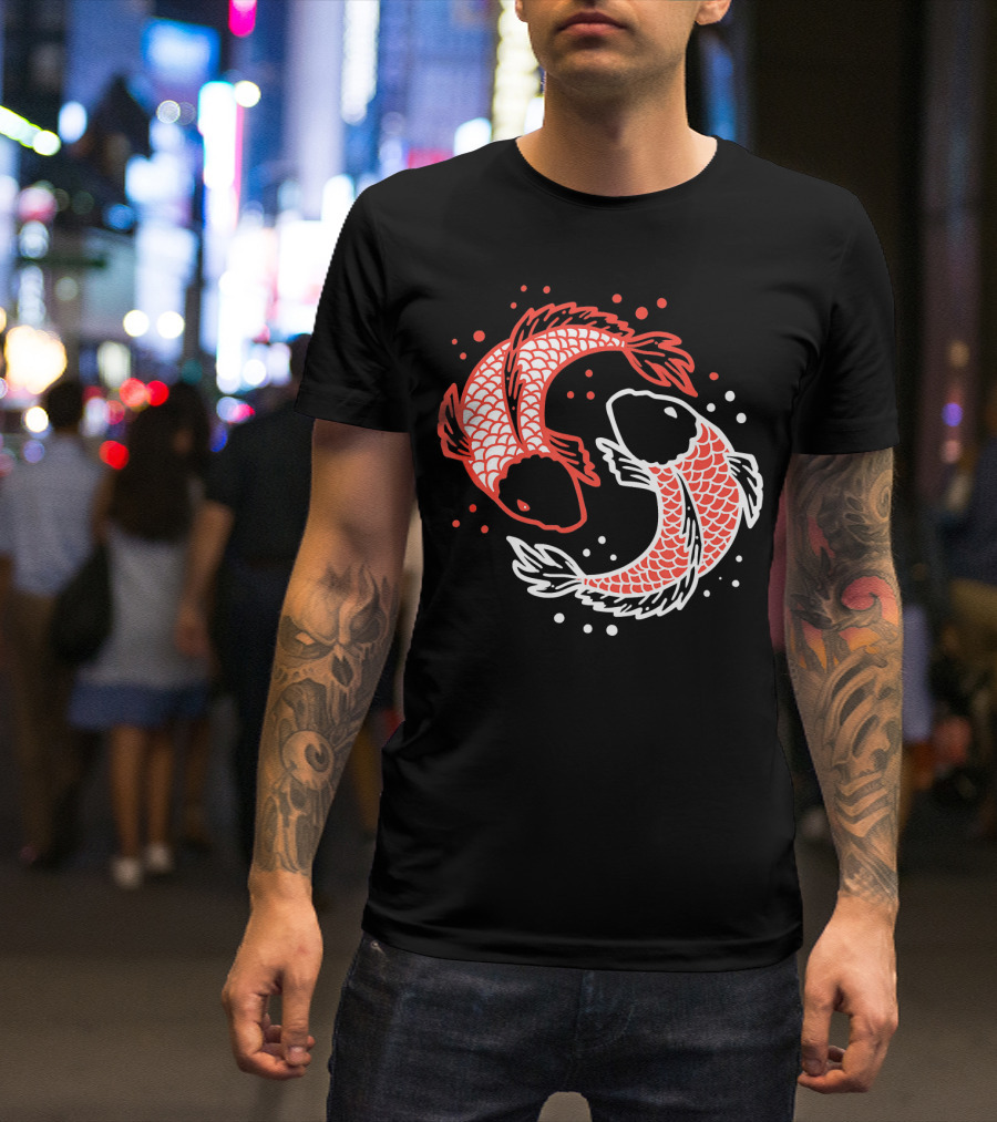 Koi Fish Chinese Koi Carp Swimming Yin Yang T-Shirt
