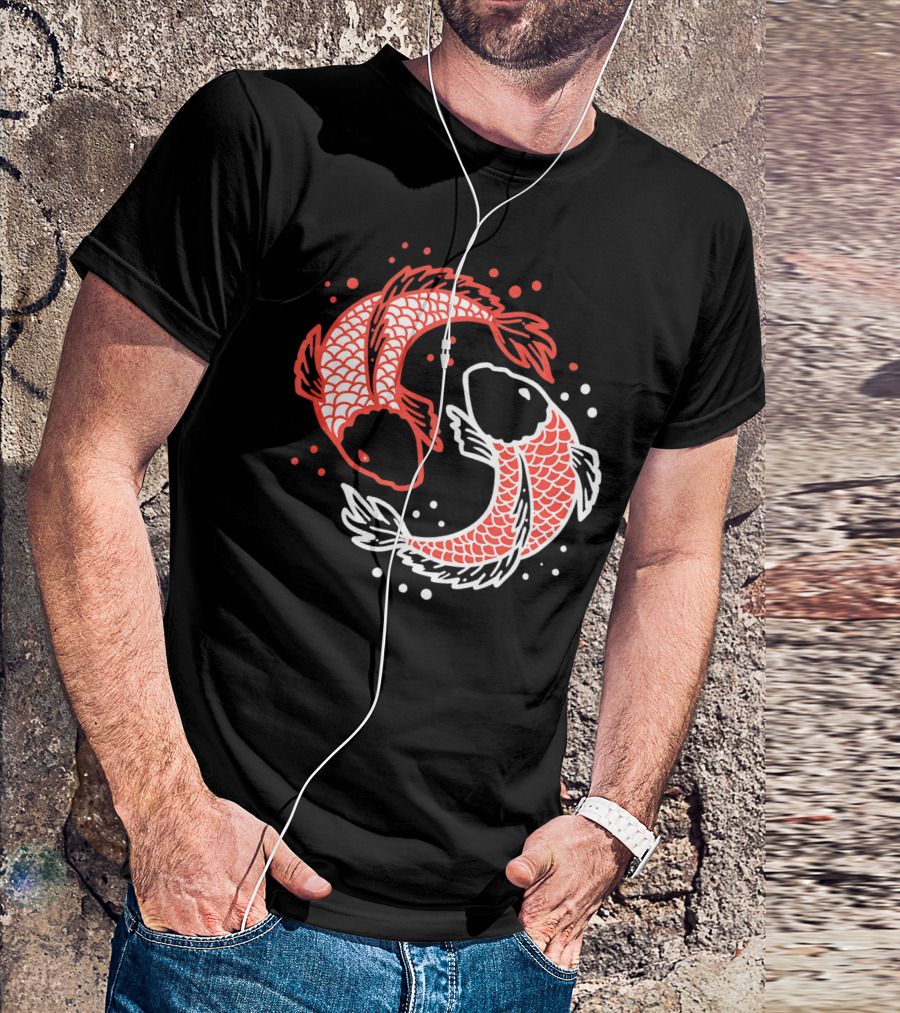 Koi Fish Chinese Koi Carp Swimming Yin Yang T-Shirt