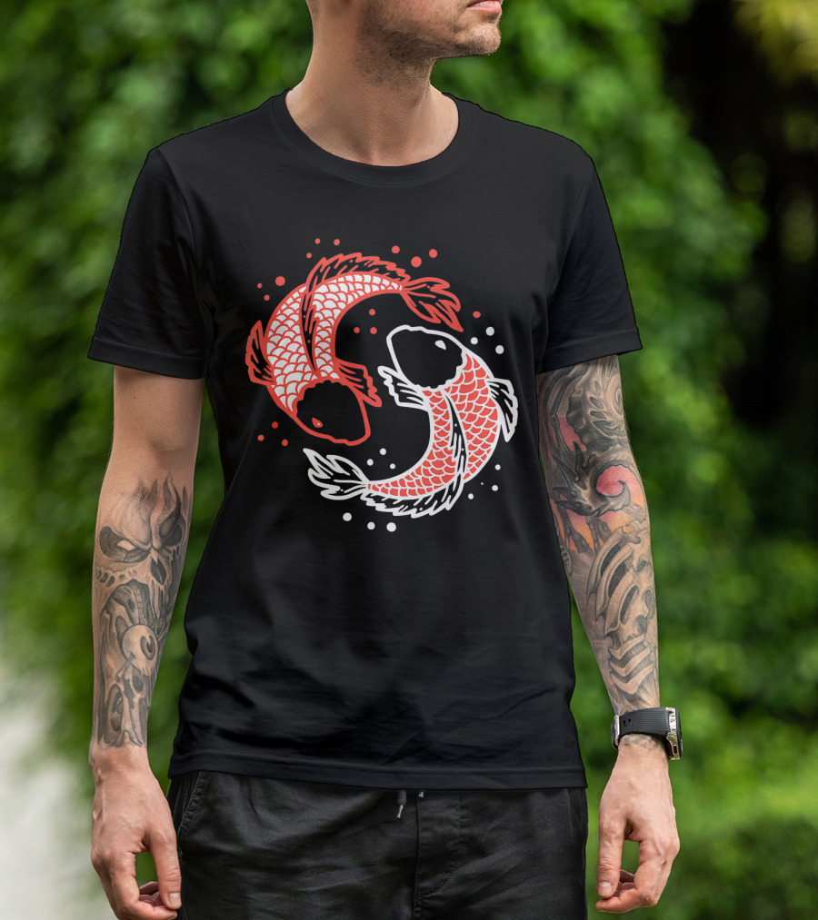 Koi Fish Chinese Koi Carp Swimming Yin Yang T-Shirt