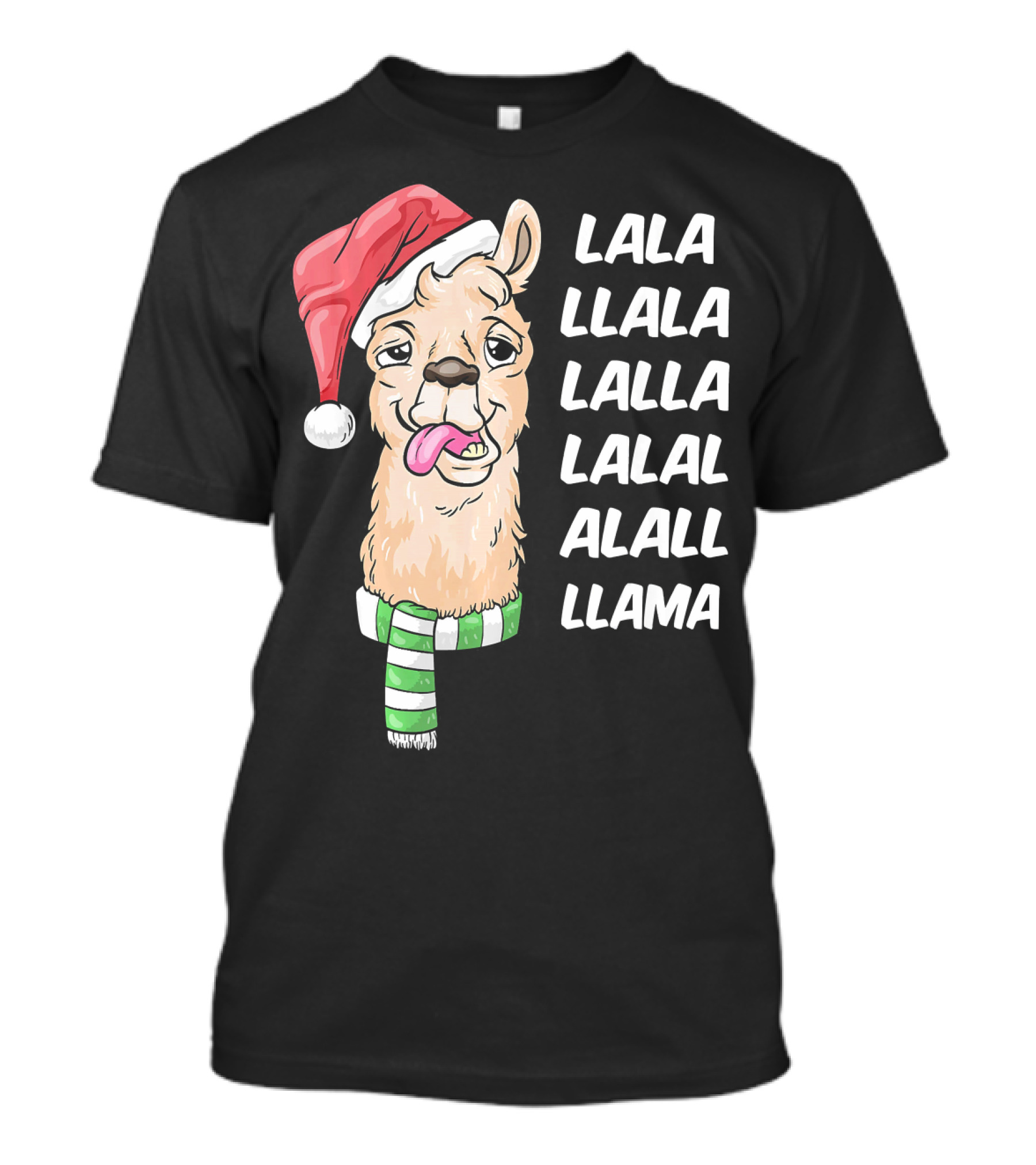 Lala Llama Christmas Santa Hat Funny Holiday Llama T-Shirt